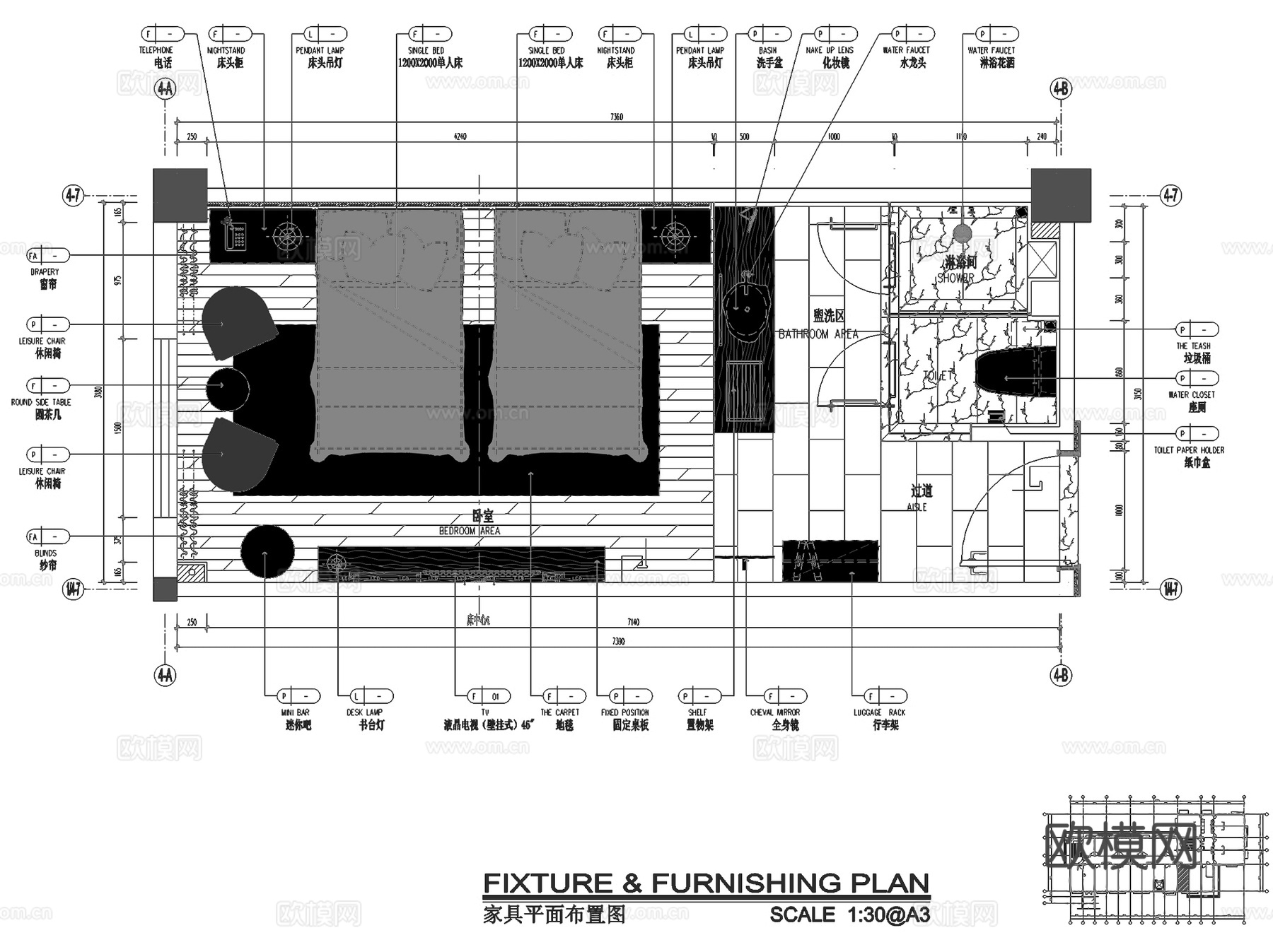 华安精品文化中式主题酒店室内工装CAD施工图整套cad施工图