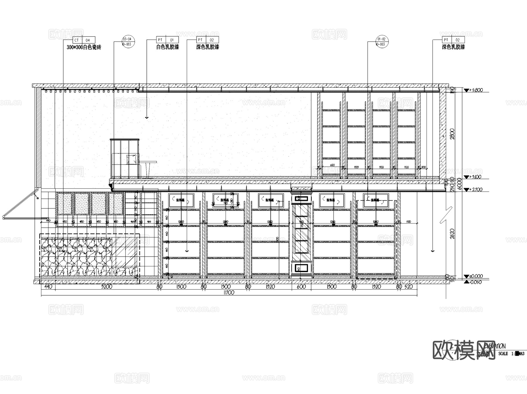 新疆烘焙馆甜品店室内工装CAD施工图整套cad施工图