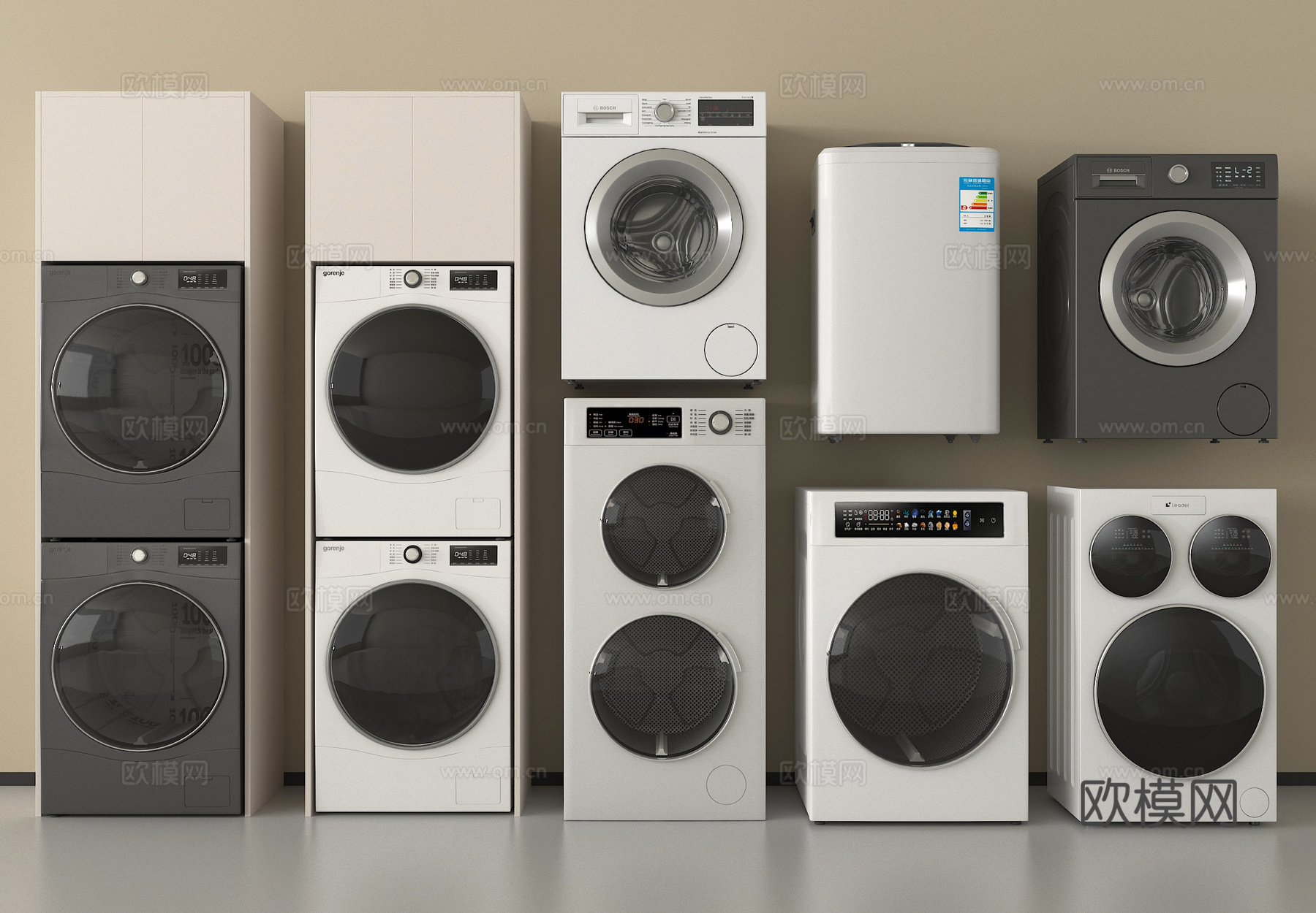 现代洗衣机  洗衣机 烘干机3d模型下载