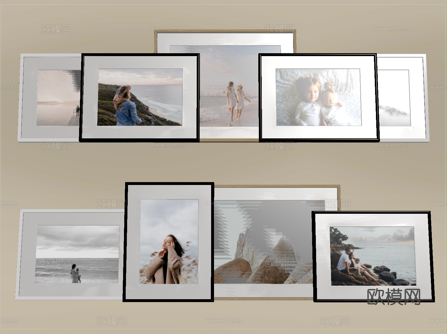 现代相框 人物 照片墙su模型