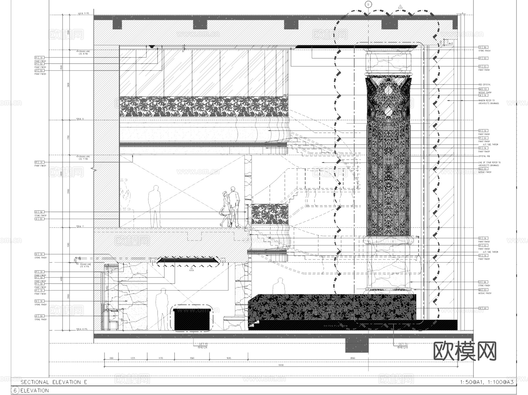 越南时代广场全日制餐厅室内工装CAD施工图整套cad施工图