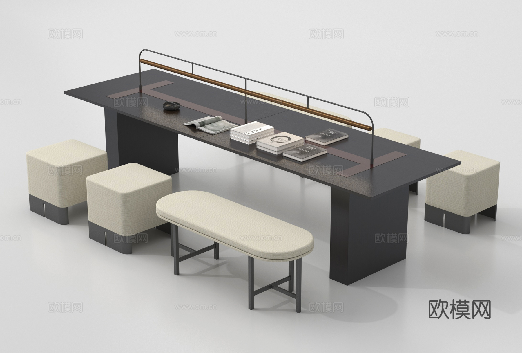 新中式桌椅 书桌椅 办公桌椅 休闲桌椅su模型