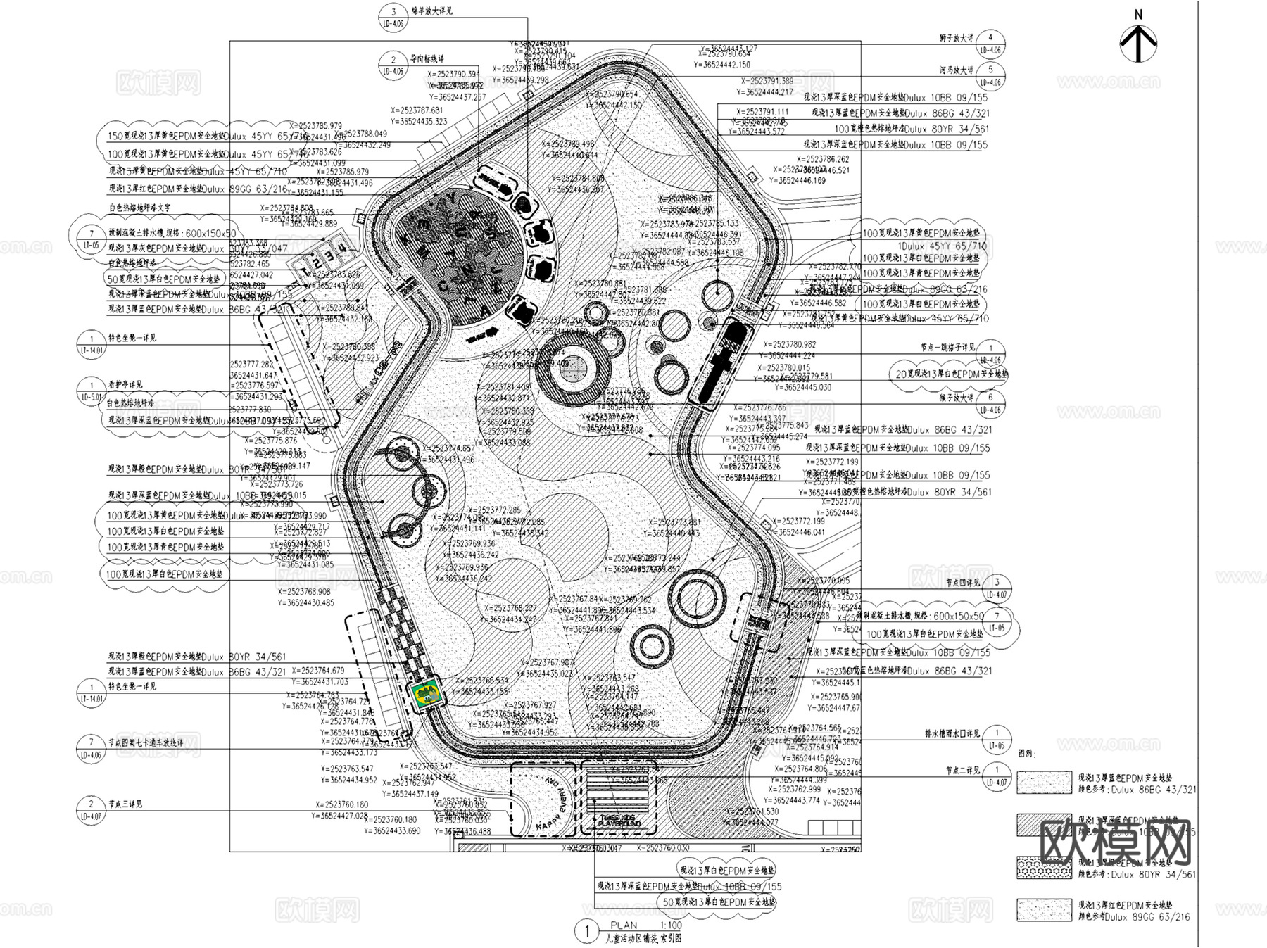 南宁荣和公园里西区景观大区CAD施工图整套cad施工图