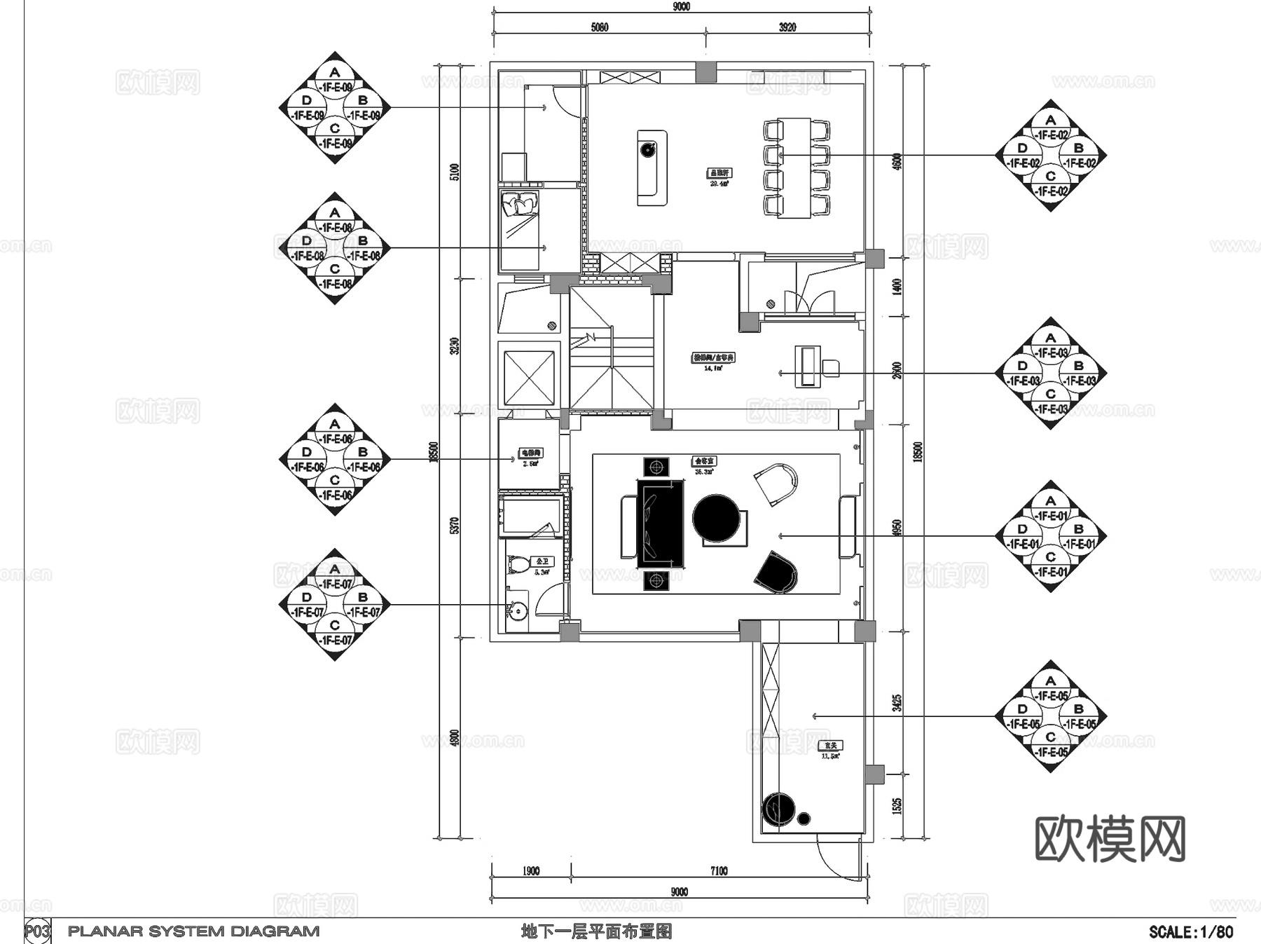 德信玉环西湖云庄新中式186三层别墅室内家装CAD施工图整套cad施工图