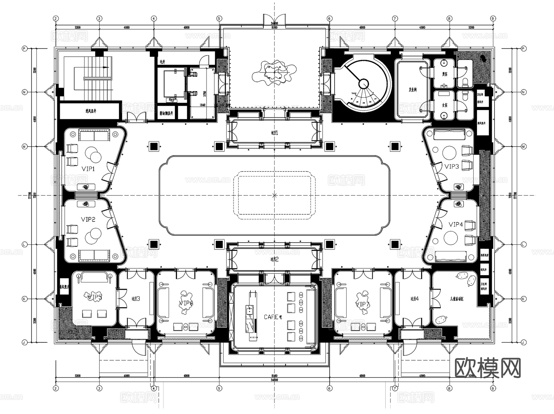 北京首创天悦天阅西山会所室内装饰CAD施工图全套cad施工图