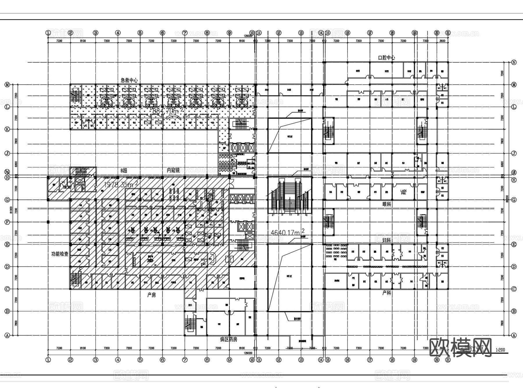 北京平煤集团总医院建筑CAD施工图全套cad施工图