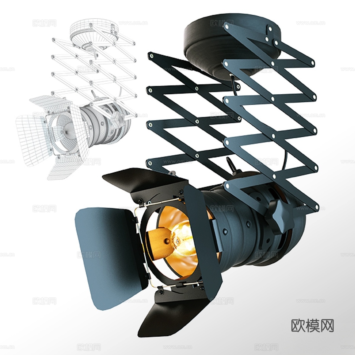 美式复古工业风艺术铁艺天花板3d模型下载