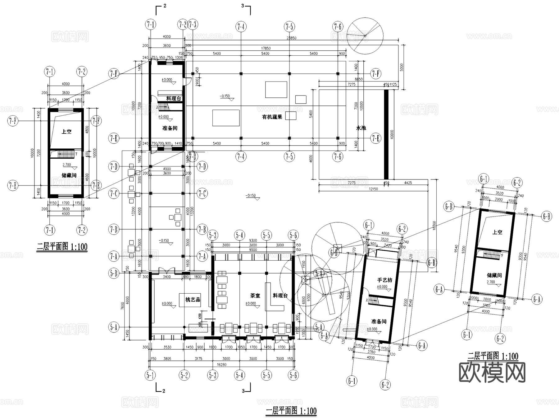 新中式民宿茶室工坊商业建筑CAD施工图+SUcad施工图