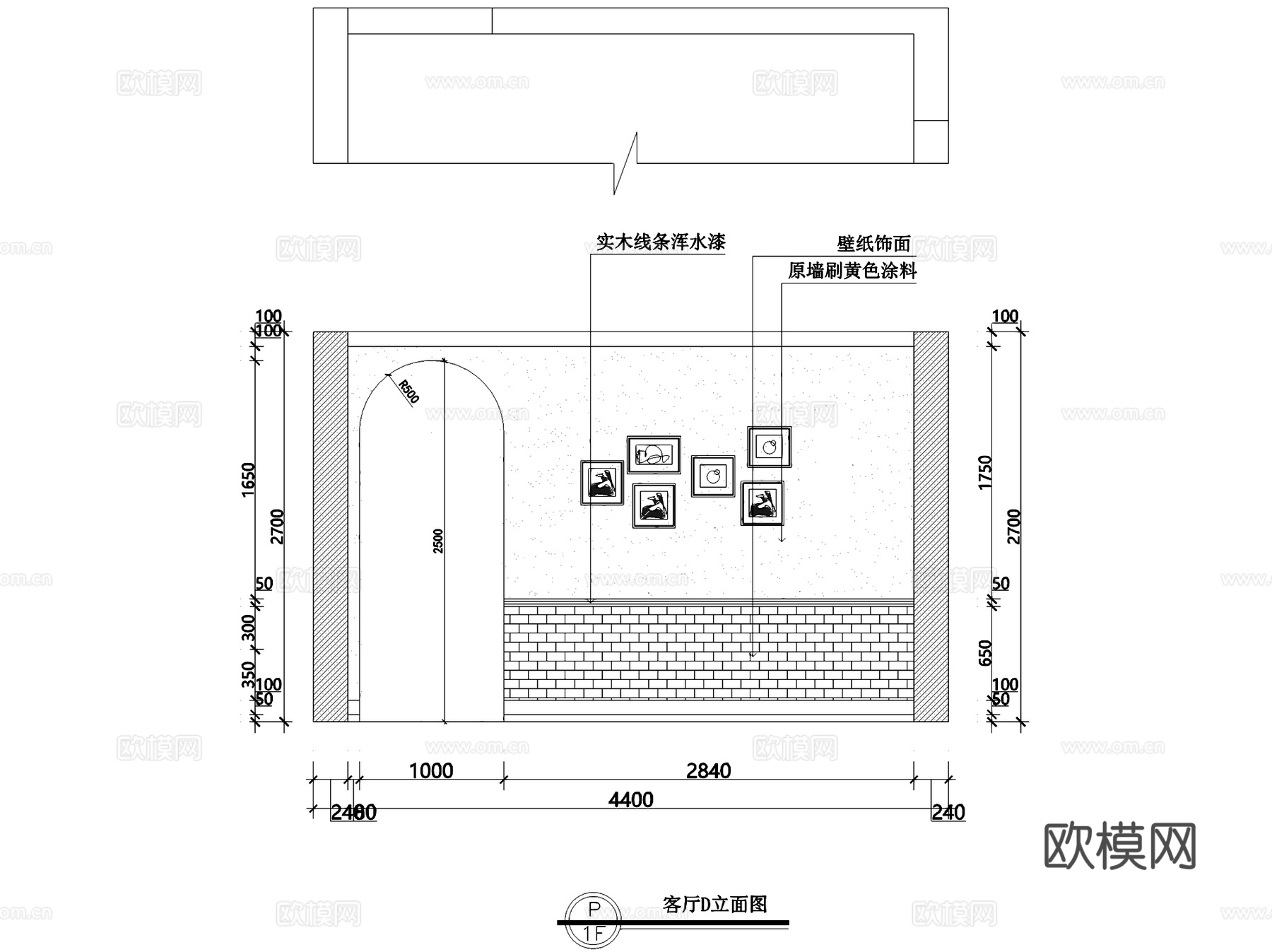 地中海风两室两厅一卫室内家装CAD施工图cad施工图