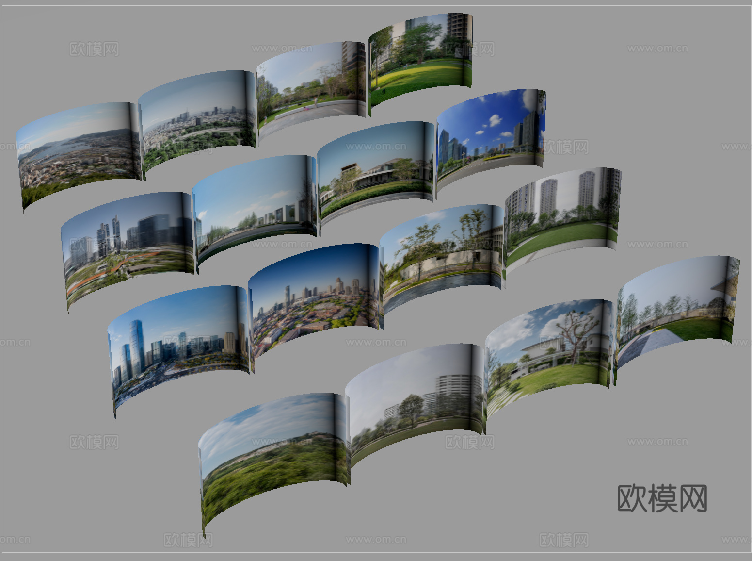 现代景观小品 环绕背景 户外外景 城市背景 背景贴图su模型