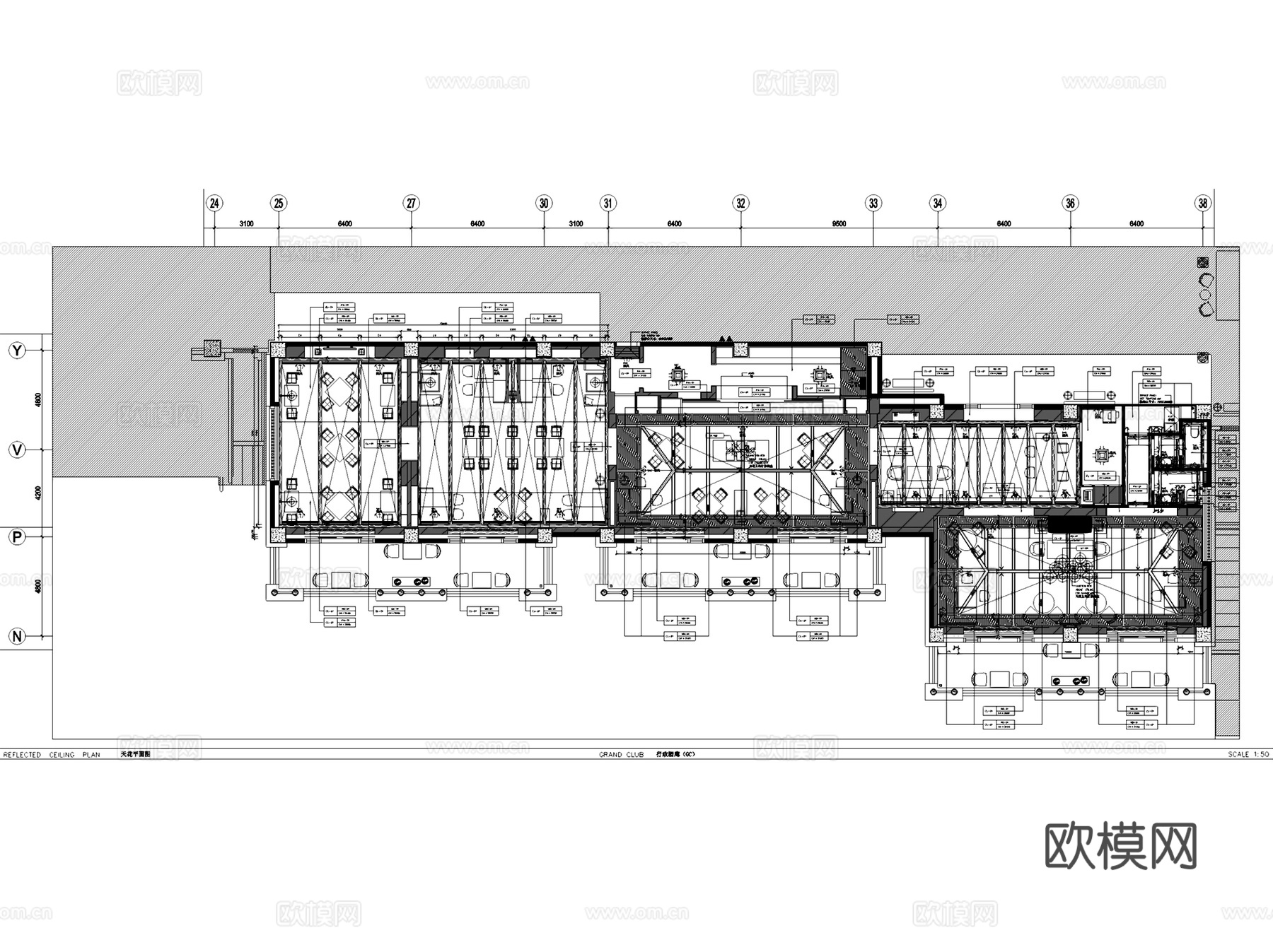 丽江君悦城市酒店行政酒廊公区室内工装CAD施工图整套cad施工图