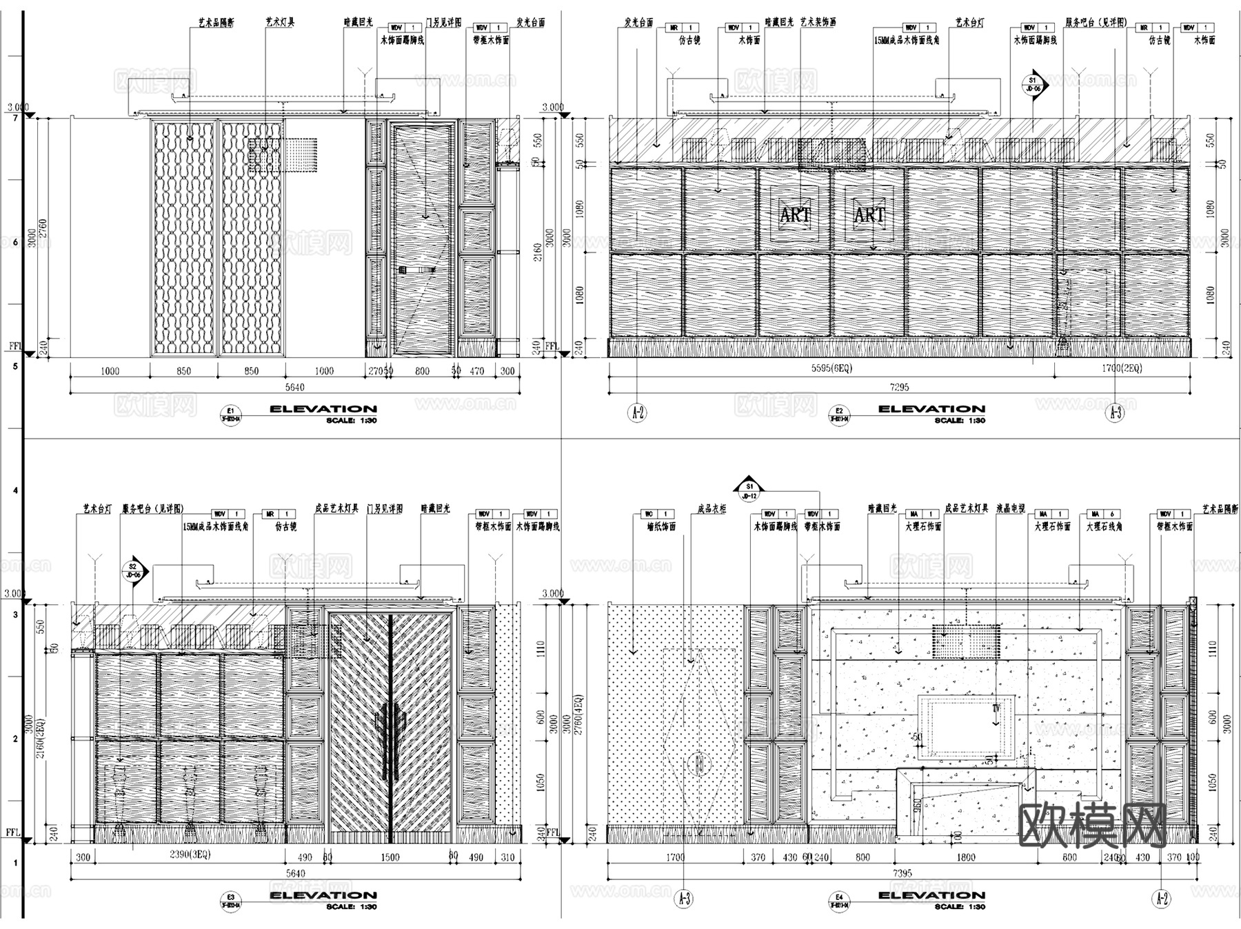 无锡三层一品江南·隆餐厅室内工装CAD施工图整套cad施工图