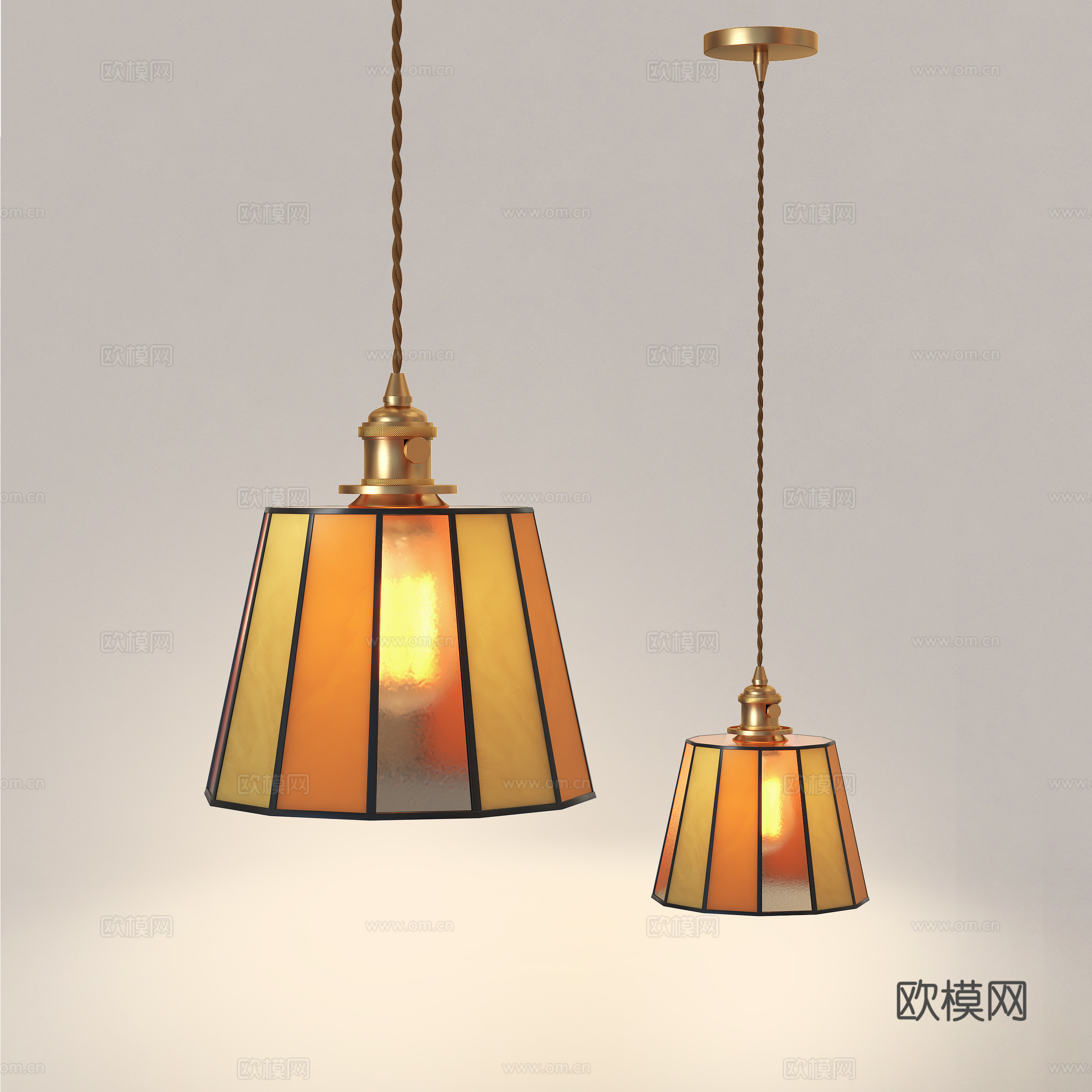 中古风吊灯 美式复古床头吊灯 餐厅咖啡厅吧台吊灯su模型