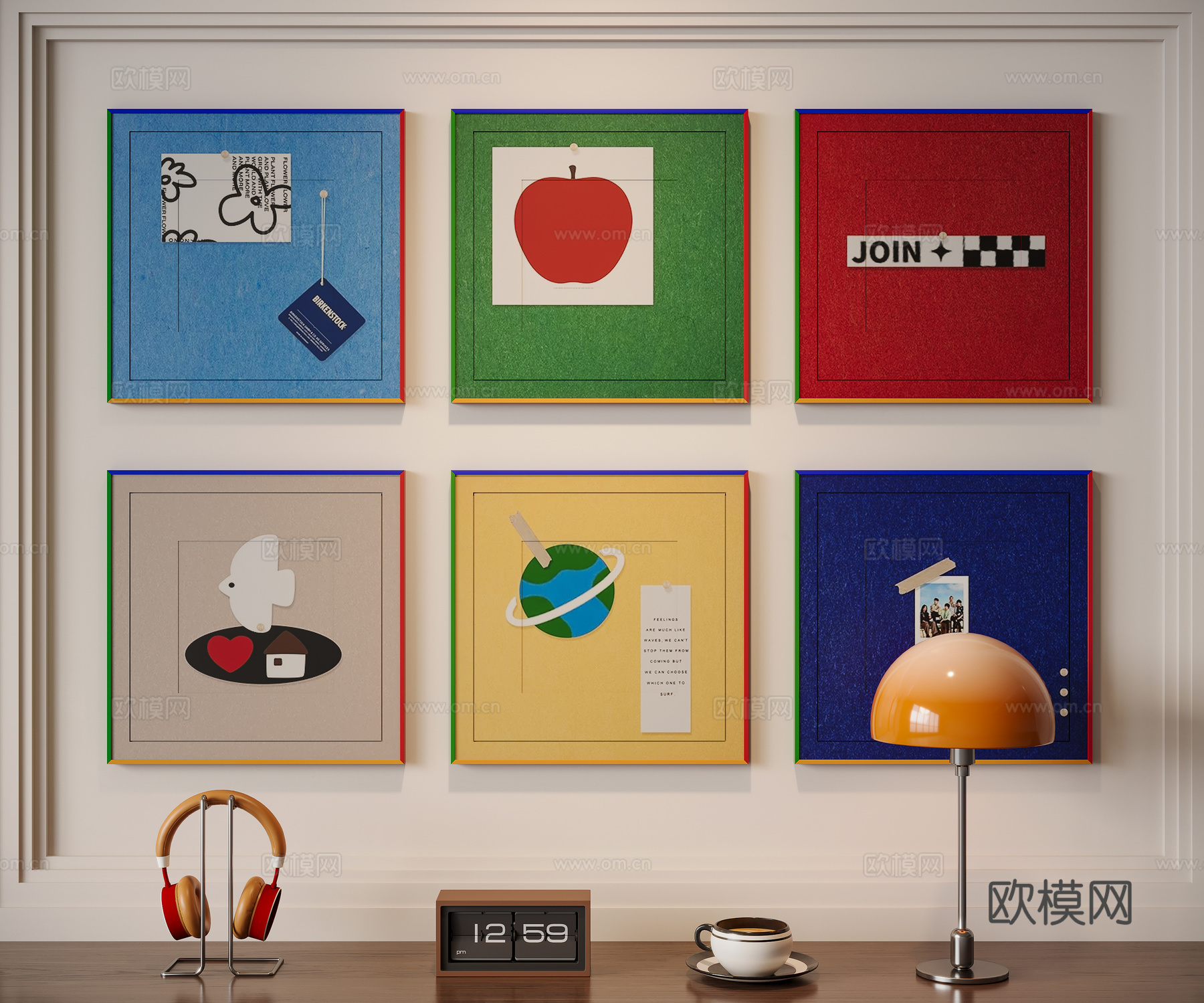 现代多巴胺装饰画su模型