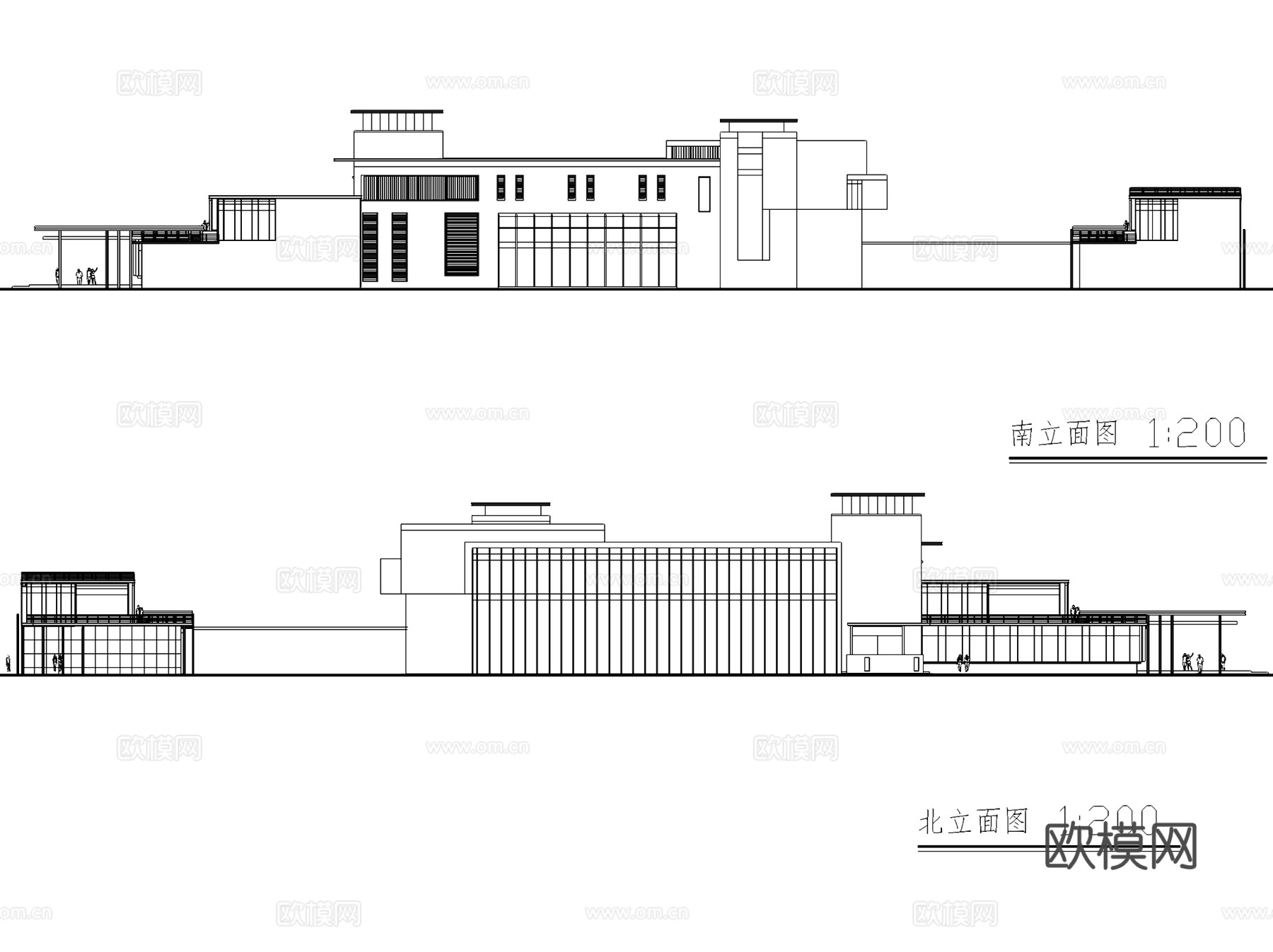 新中式会所建筑CAD施工图+SU模型cad施工图