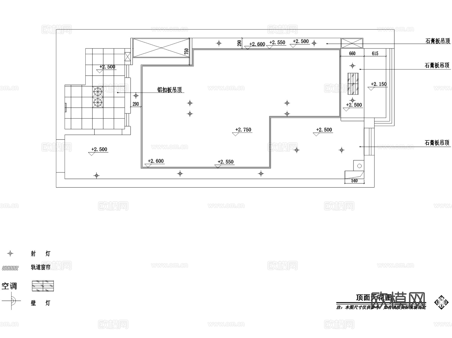 北欧风格公寓一居室室内家装CAD施工图cad施工图