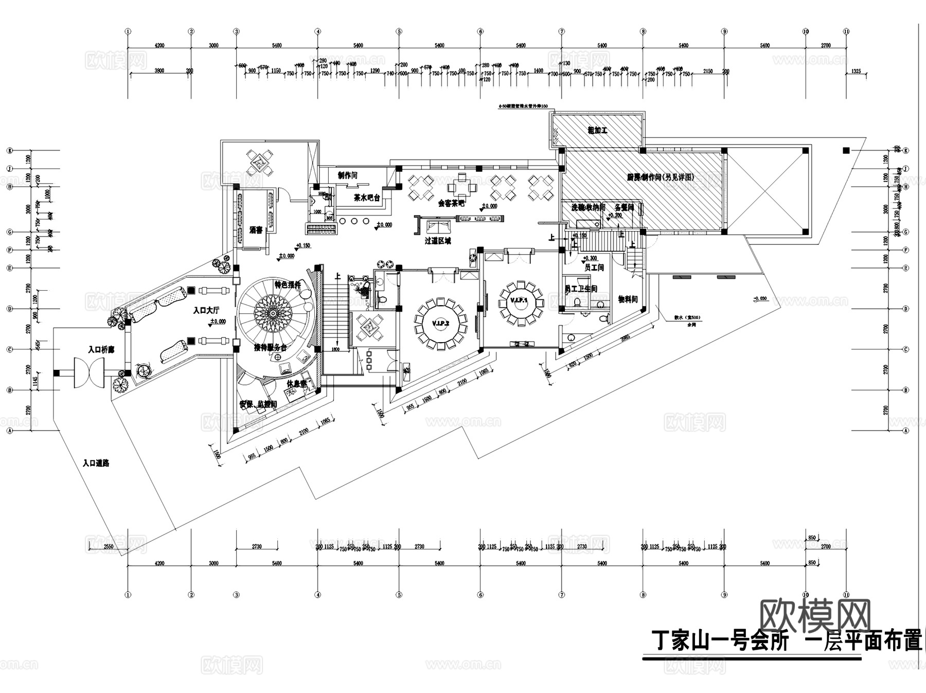 杨公堤丁家山一号会所室内工装CAD施工图整套cad施工图