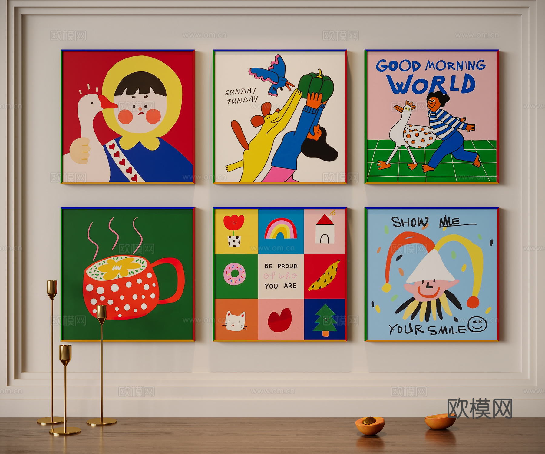 现代多巴胺装饰画su模型