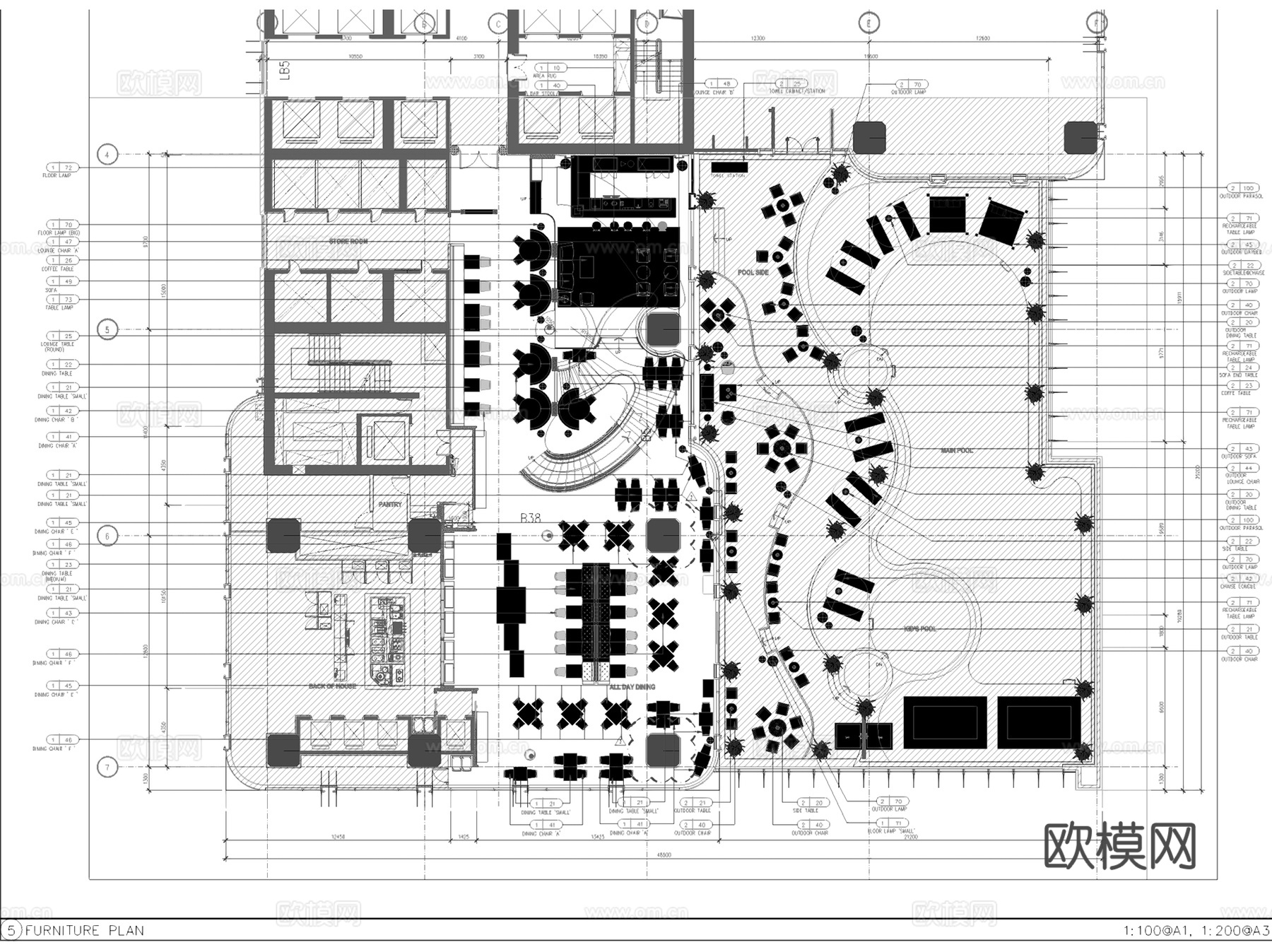 越南时代广场全日制餐厅室内工装CAD施工图整套cad施工图