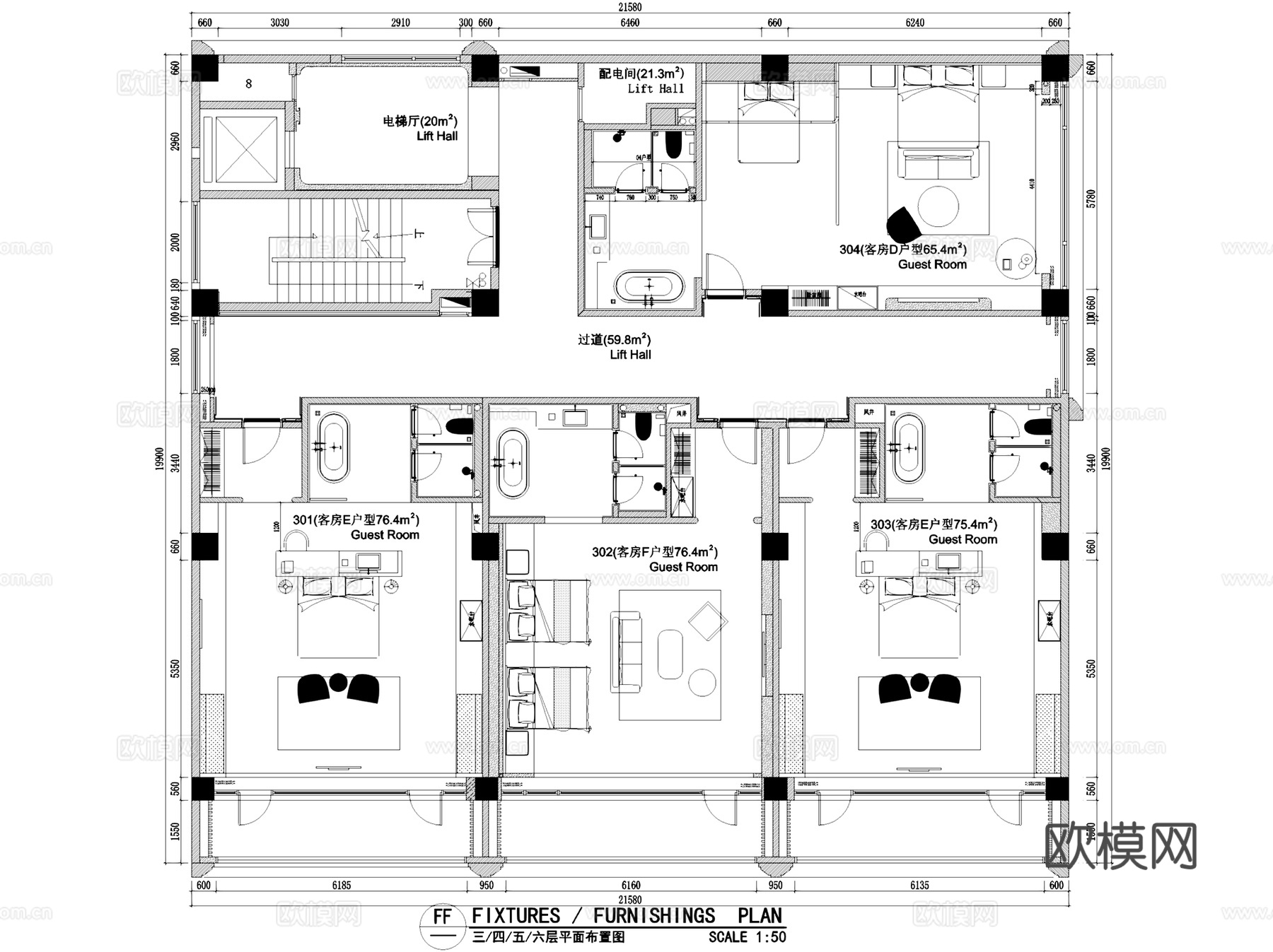 漳浦县前亭延源酒店A&amp;C栋室内工装CAD施工图整套cad施工图cad施工图