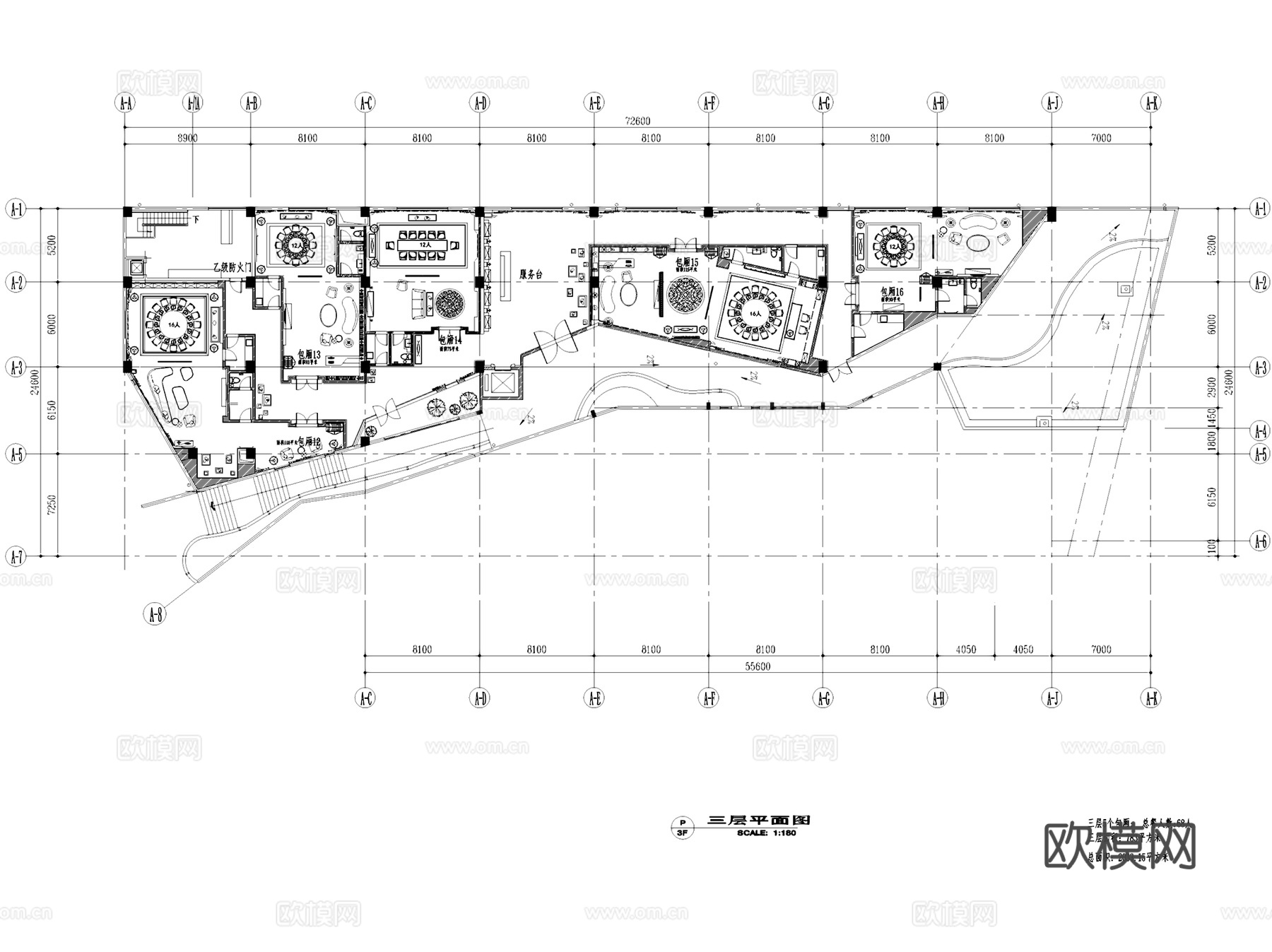 无锡三层一品江南·隆餐厅室内工装CAD施工图整套cad施工图