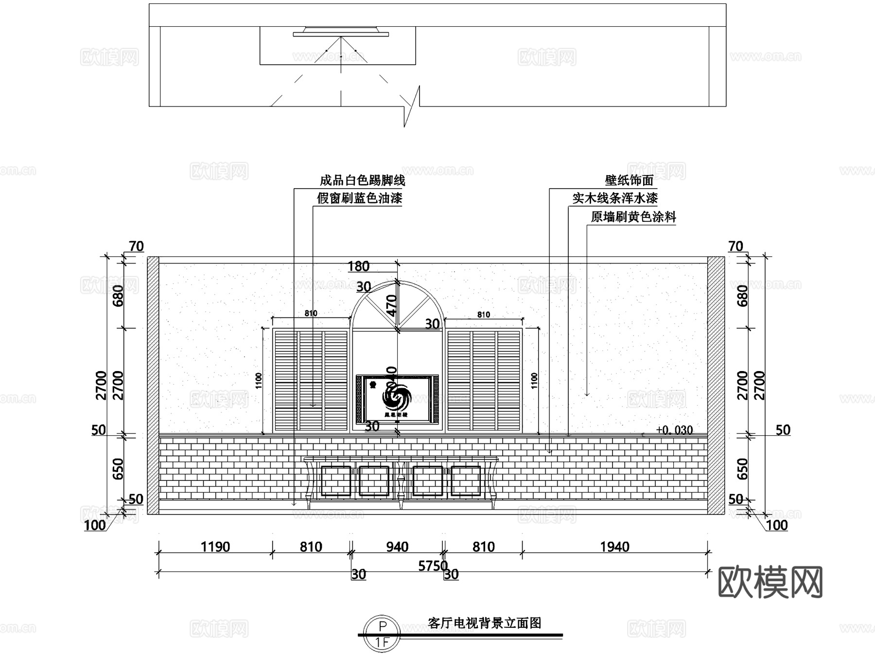 地中海风两室两厅一卫室内家装CAD施工图cad施工图