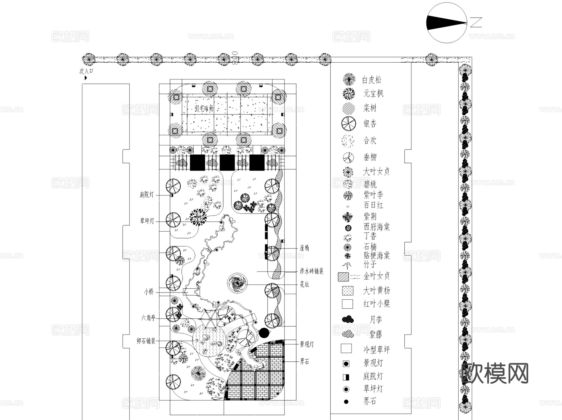别墅庭院花园屋顶花园景观植物绿化平面CAD施工图集 46套cad施工图