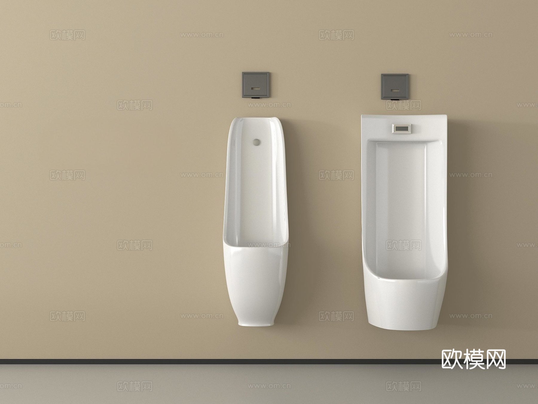 现代小便池 小便器 小便斗su模型下载（渲染图1）