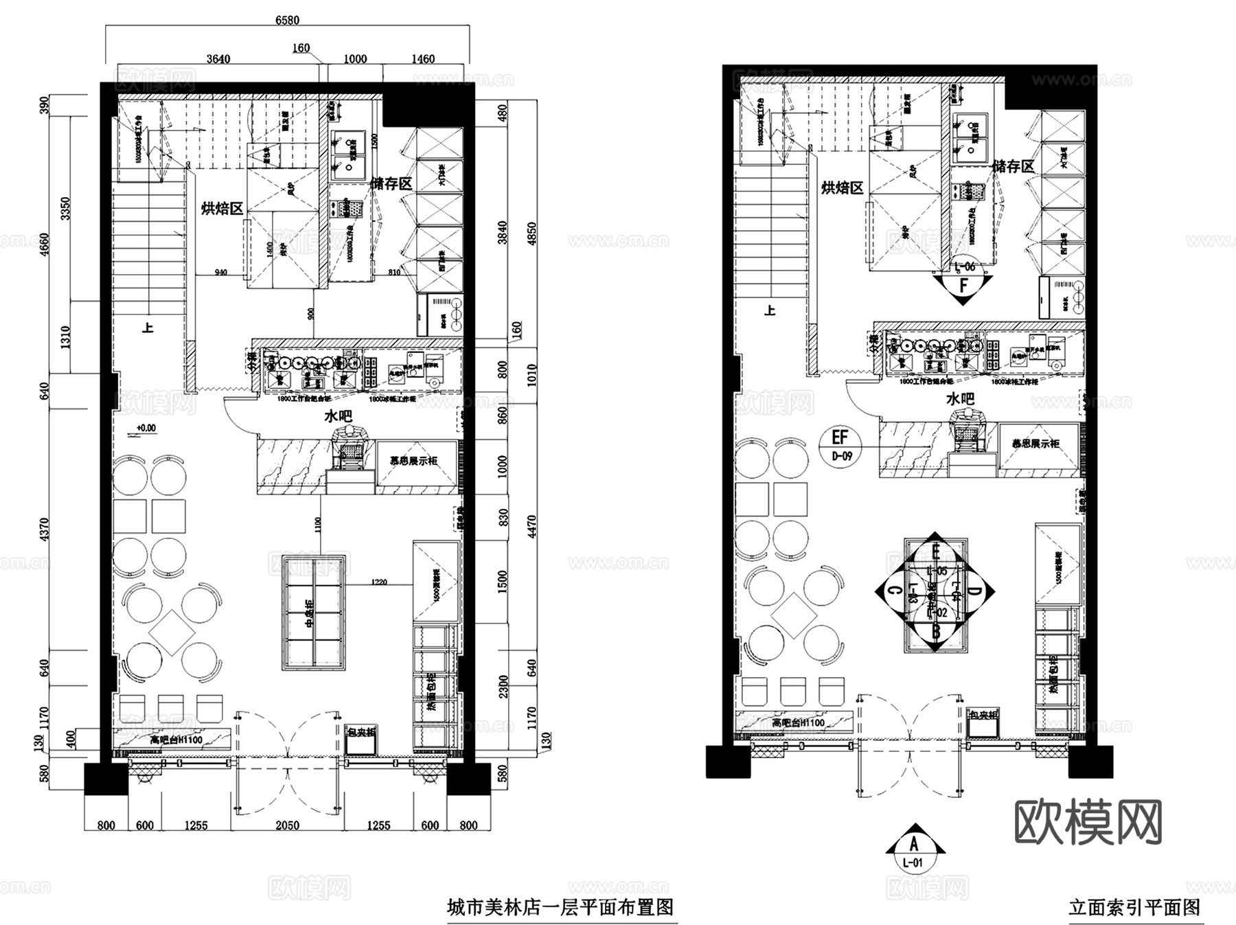甜心熊Honey Talk面包房城市美林蛋糕店室内装饰CADcad施工图