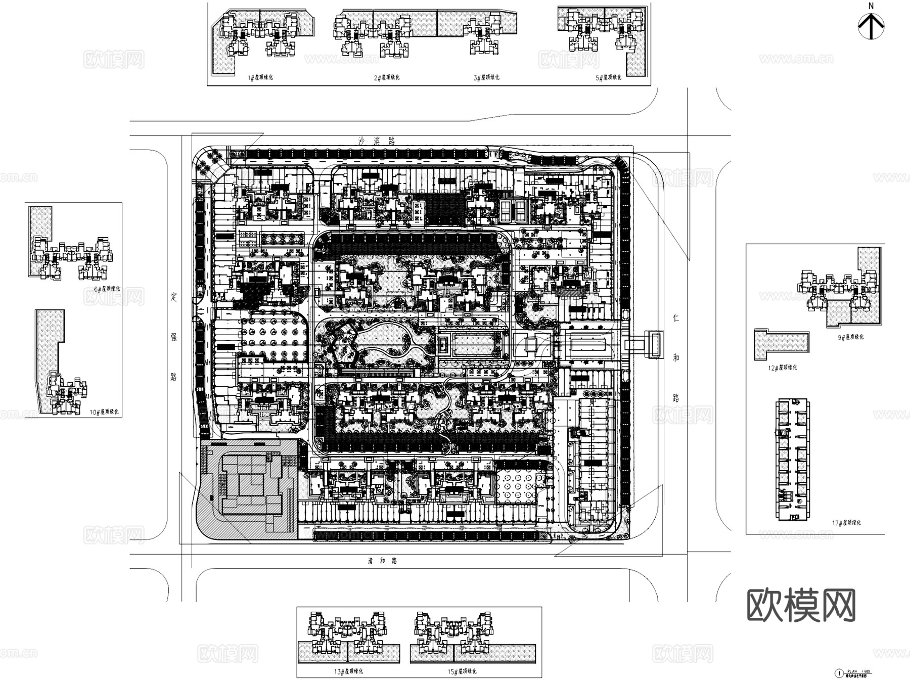南宁荣和公园里西区景观大区CAD施工图整套cad施工图