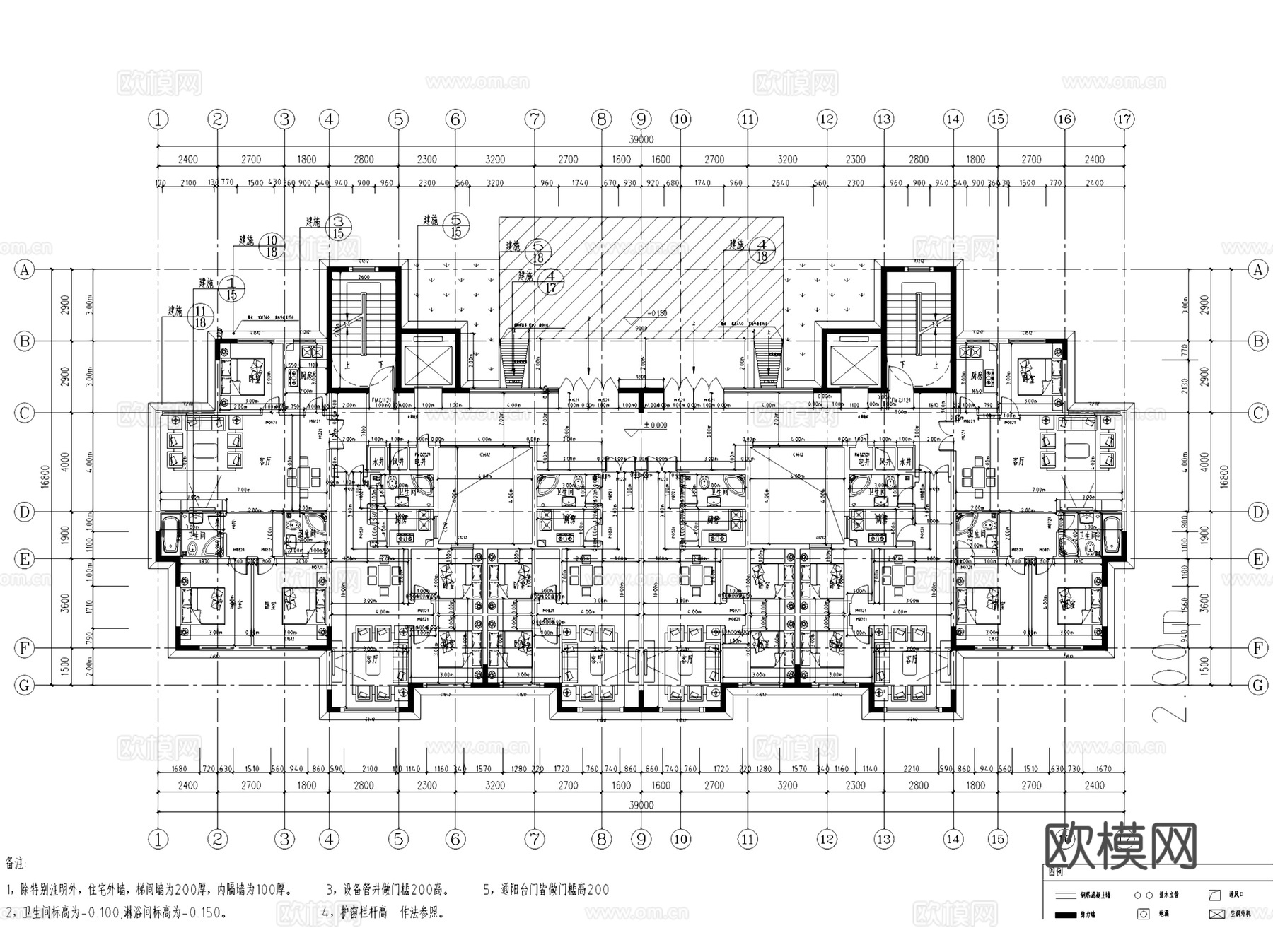 龙泉驿区居住区小高层建筑CAD施工图集cad施工图