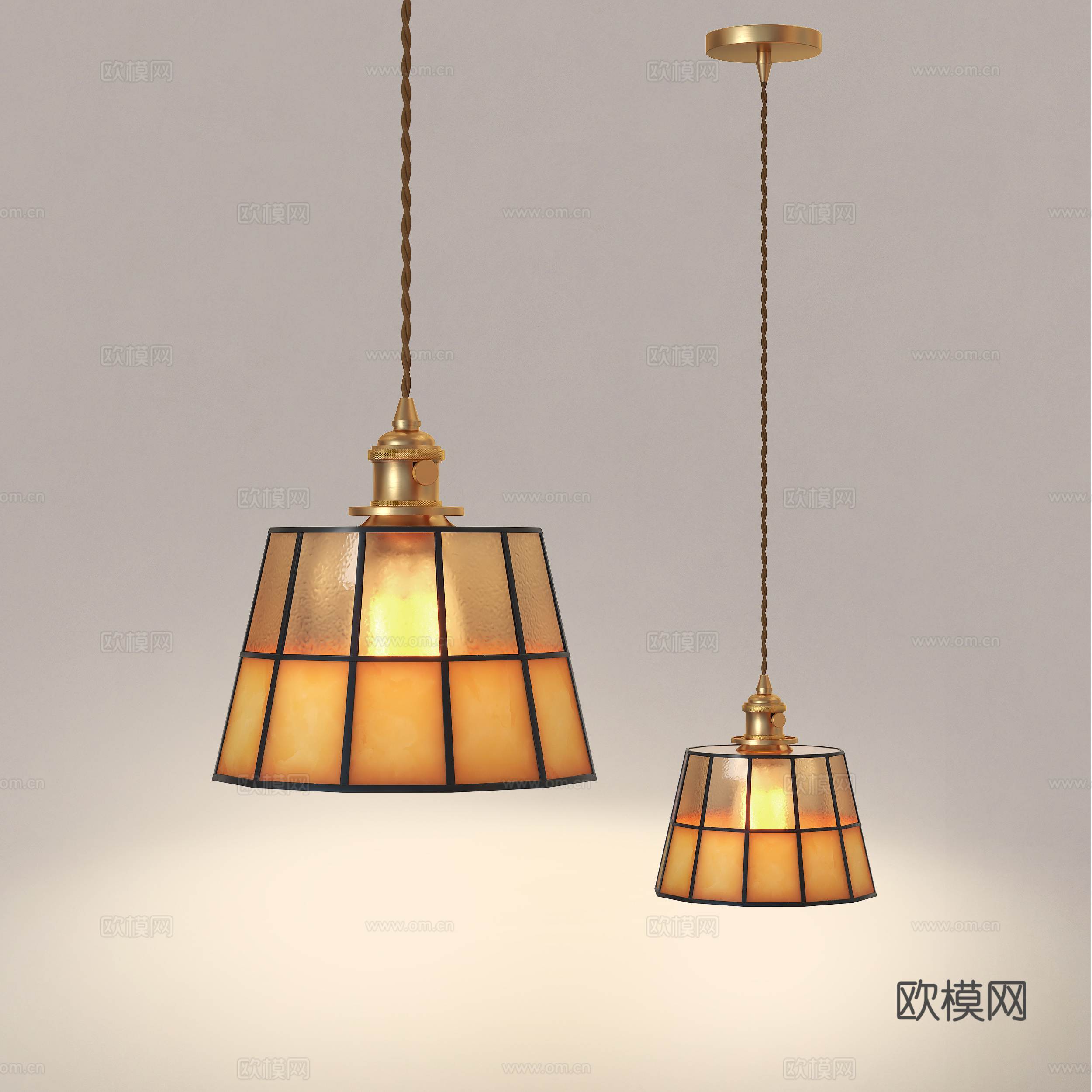 中古风吊灯 美式复古床头吊灯 餐厅咖啡厅吧台吊灯3d模型