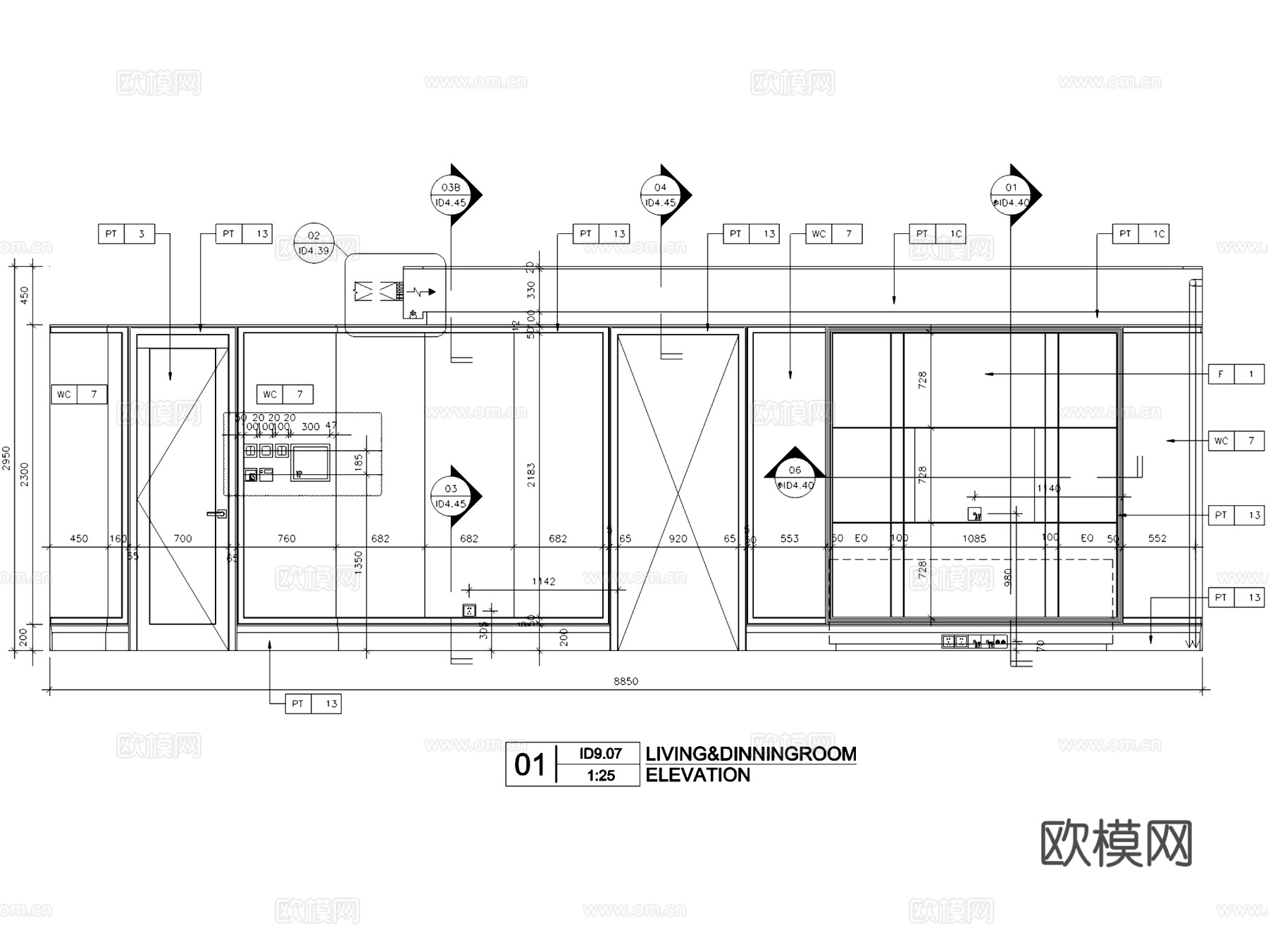 大冲住宅发展二期两室两厅两卫室内家装CAD施工图cad施工图
