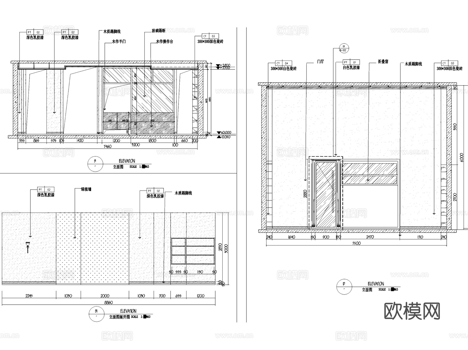 新疆烘焙馆甜品店室内工装CAD施工图整套cad施工图