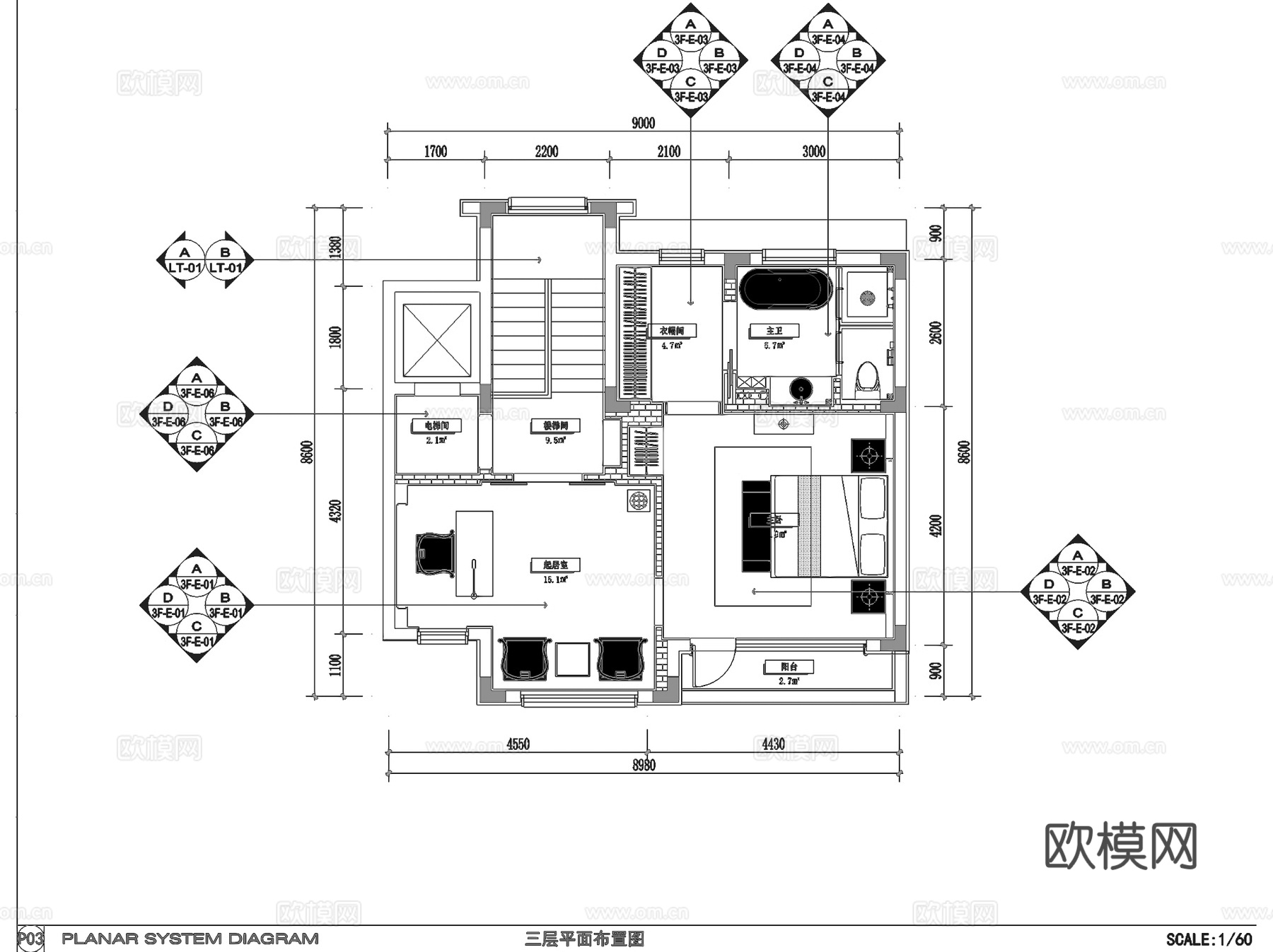 德信玉环西湖云庄新中式186三层别墅室内家装CAD施工图整套cad施工图
