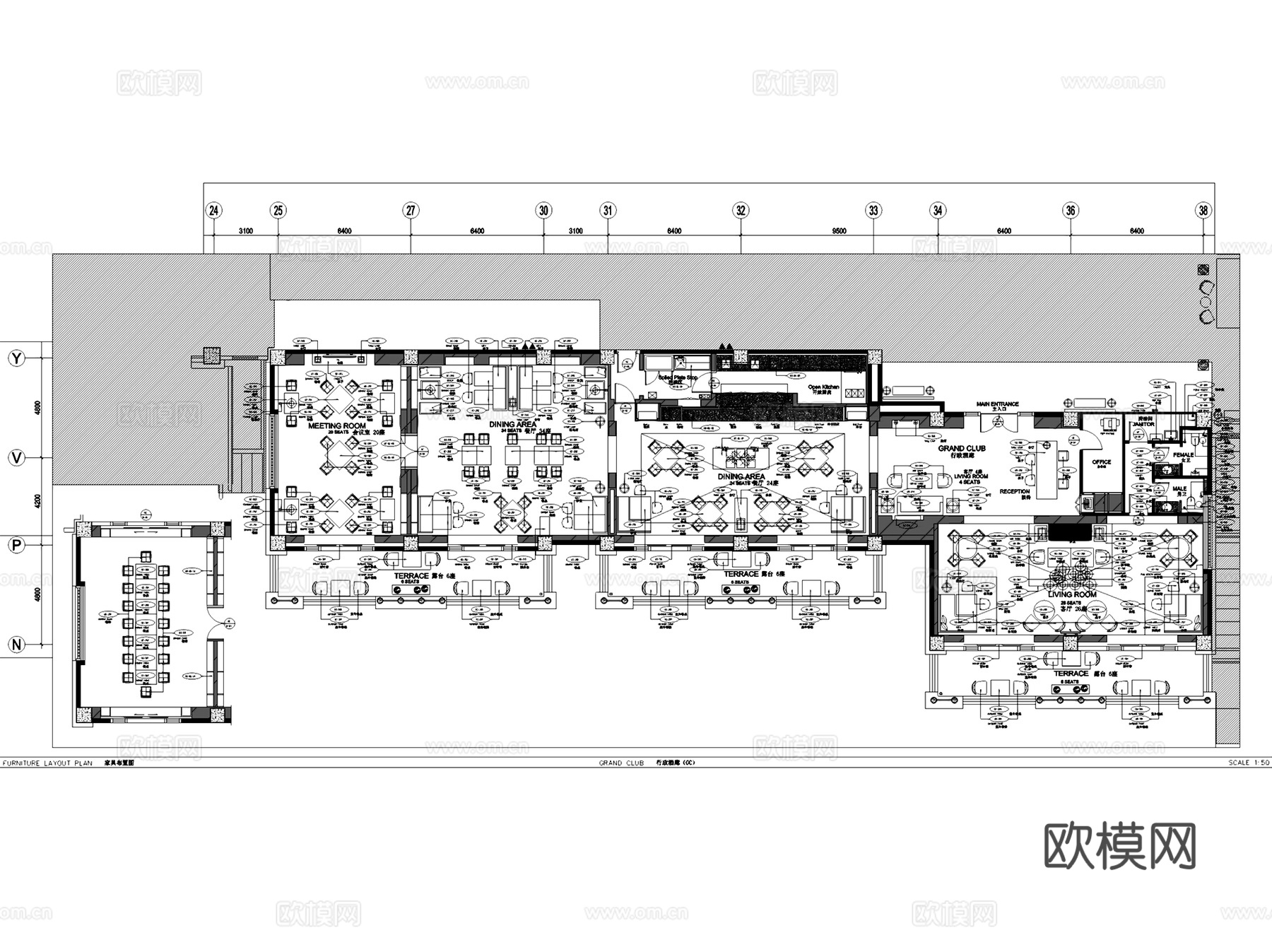 丽江君悦城市酒店行政酒廊公区室内工装CAD施工图整套cad施工图