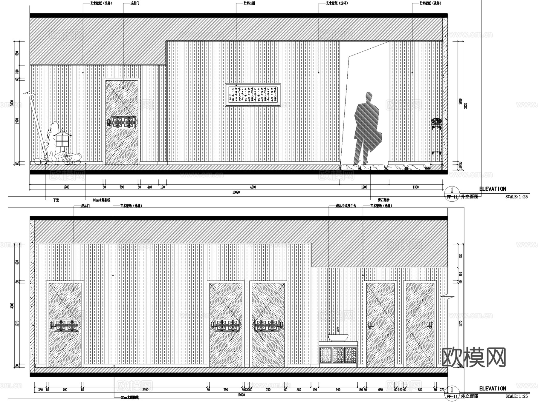 中式唐荘天畝会所室内工装CAD施工图cad施工图