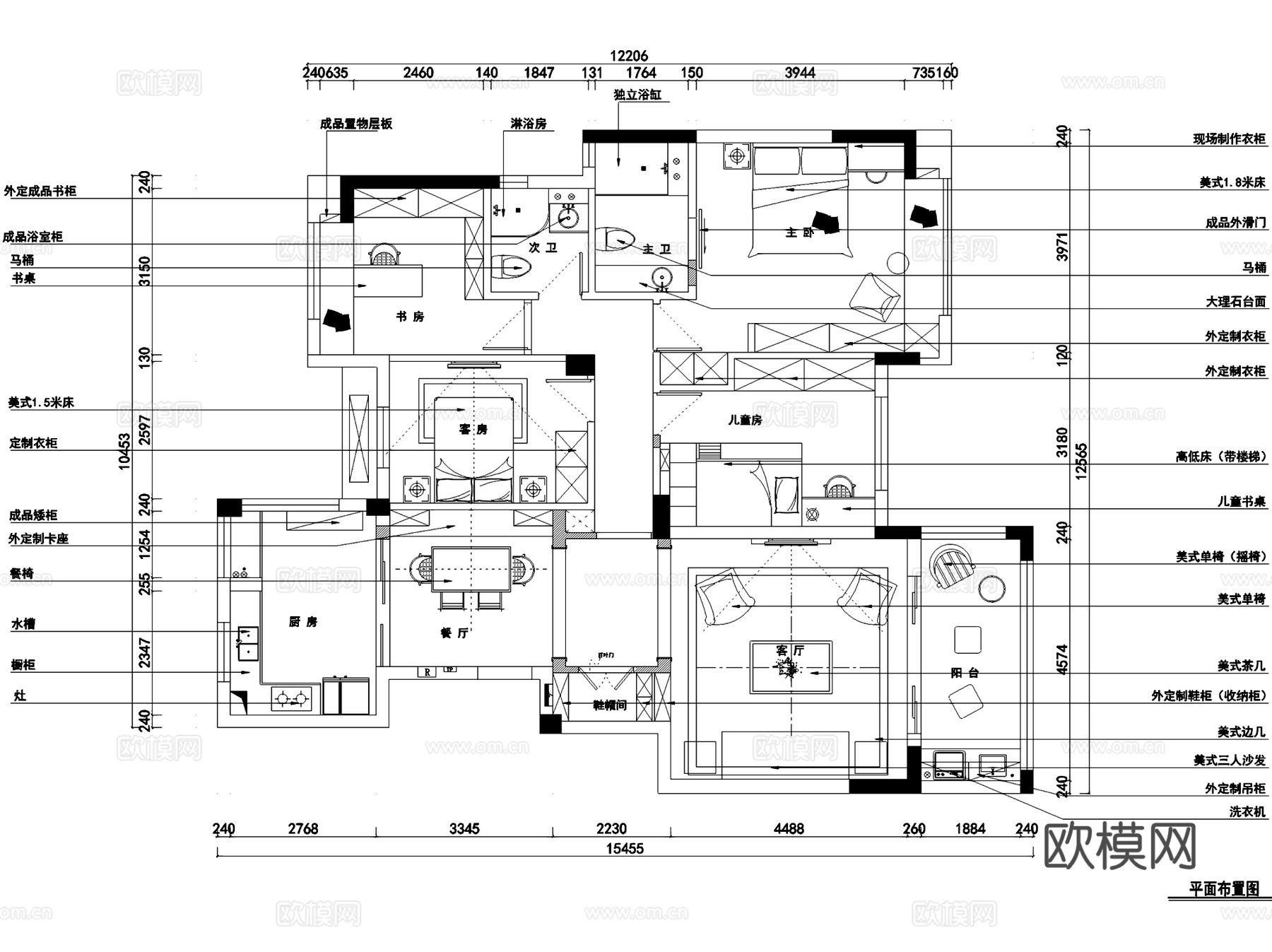 碧桂园山湖间私宅四室两厅两卫室内家装CAD施工图cad施工图