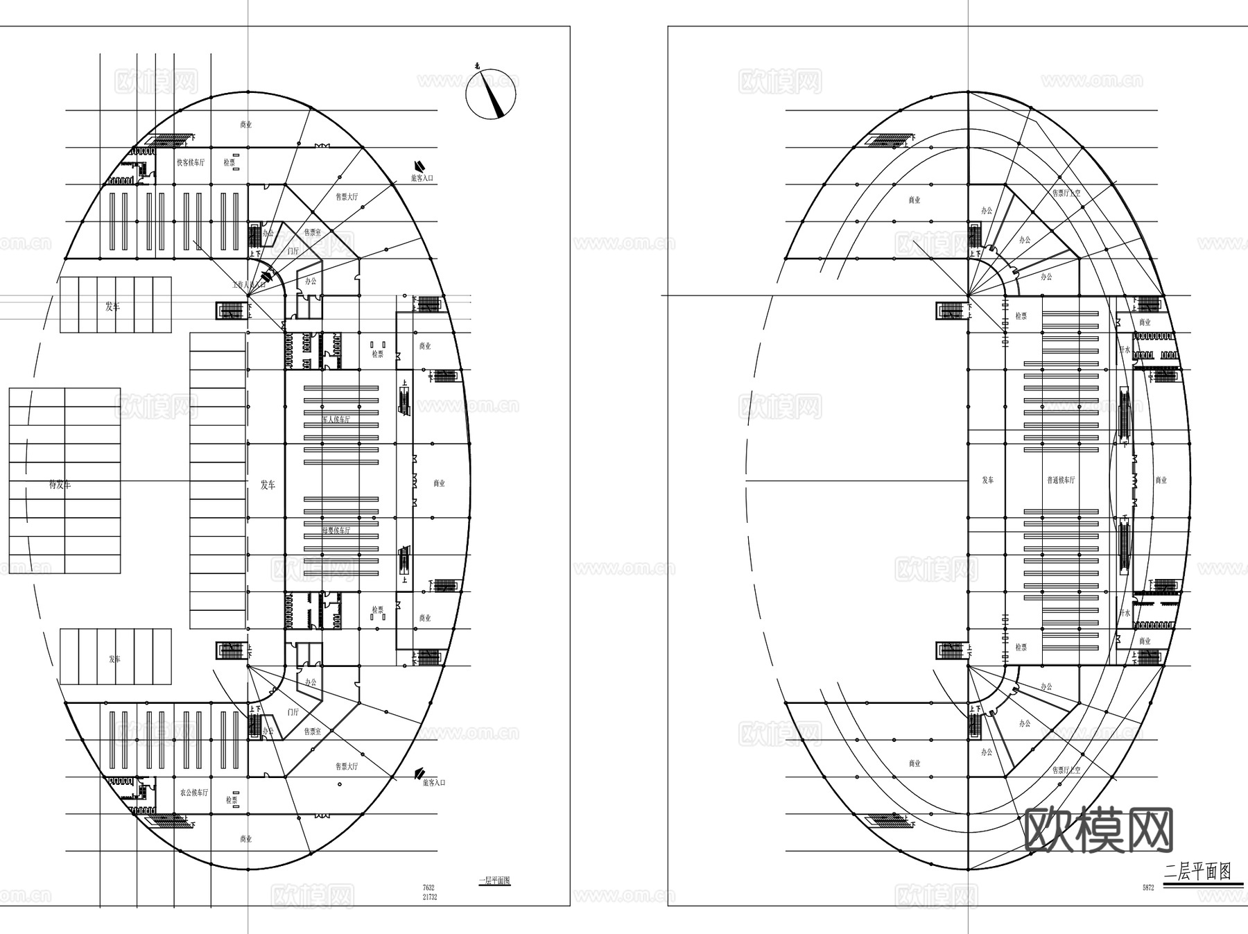 启东客运站公共汽车站建筑CAD施工图+SU+3Dmaxcad施工图下载（渲染图4）