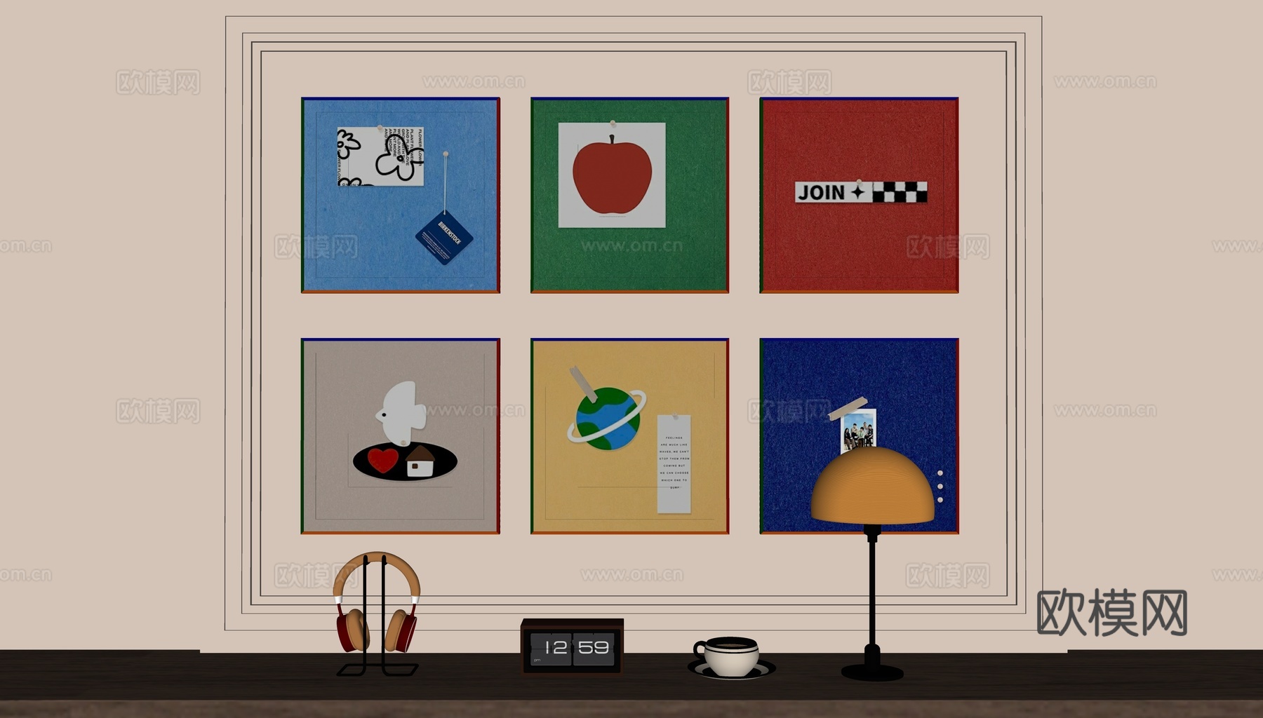 现代多巴胺装饰画su模型