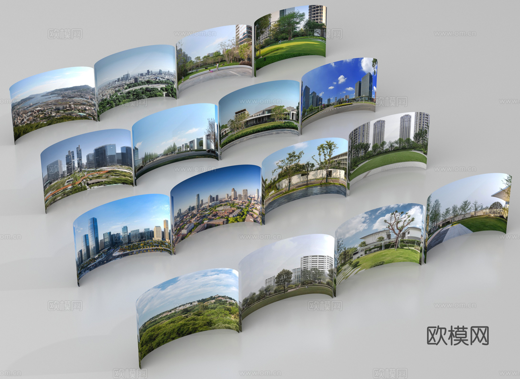 现代景观小品 环绕背景 户外外景 城市背景 背景贴图su模型
