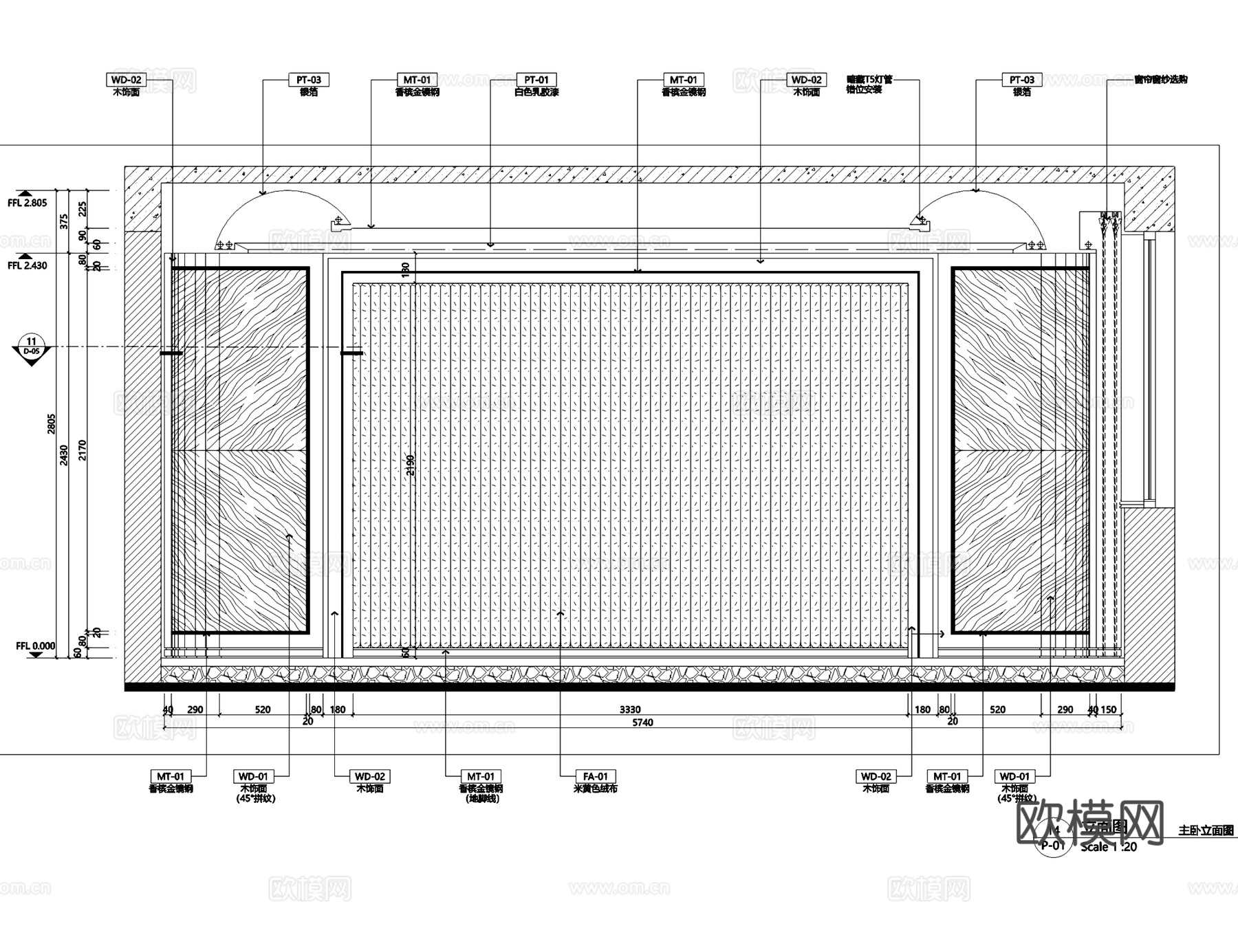 安宁乾泰世贸广场HG-3户型大平层室内家装CAD施工图整套cad施工图
