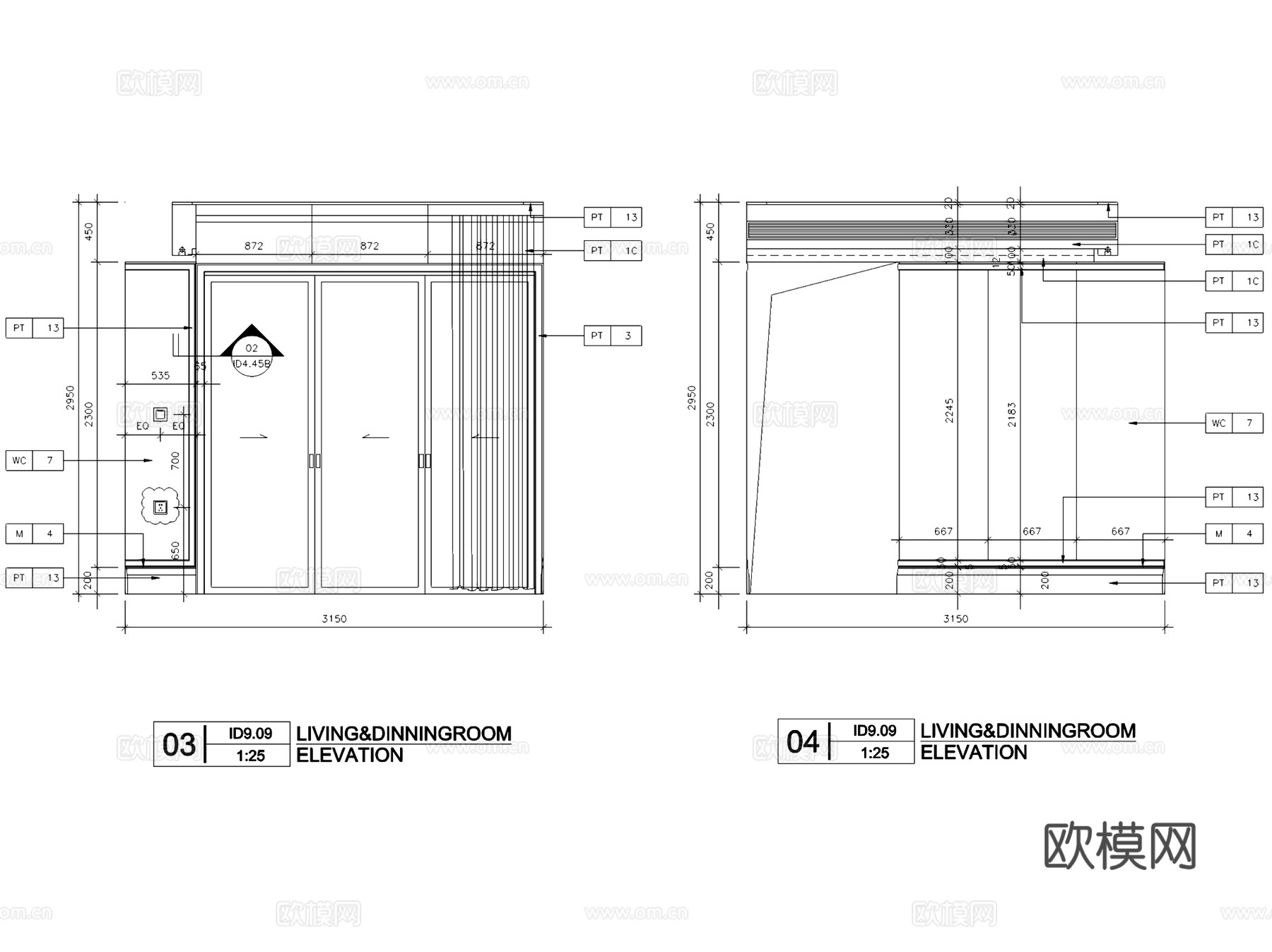 大冲住宅发展二期两室两厅两卫室内家装CAD施工图cad施工图