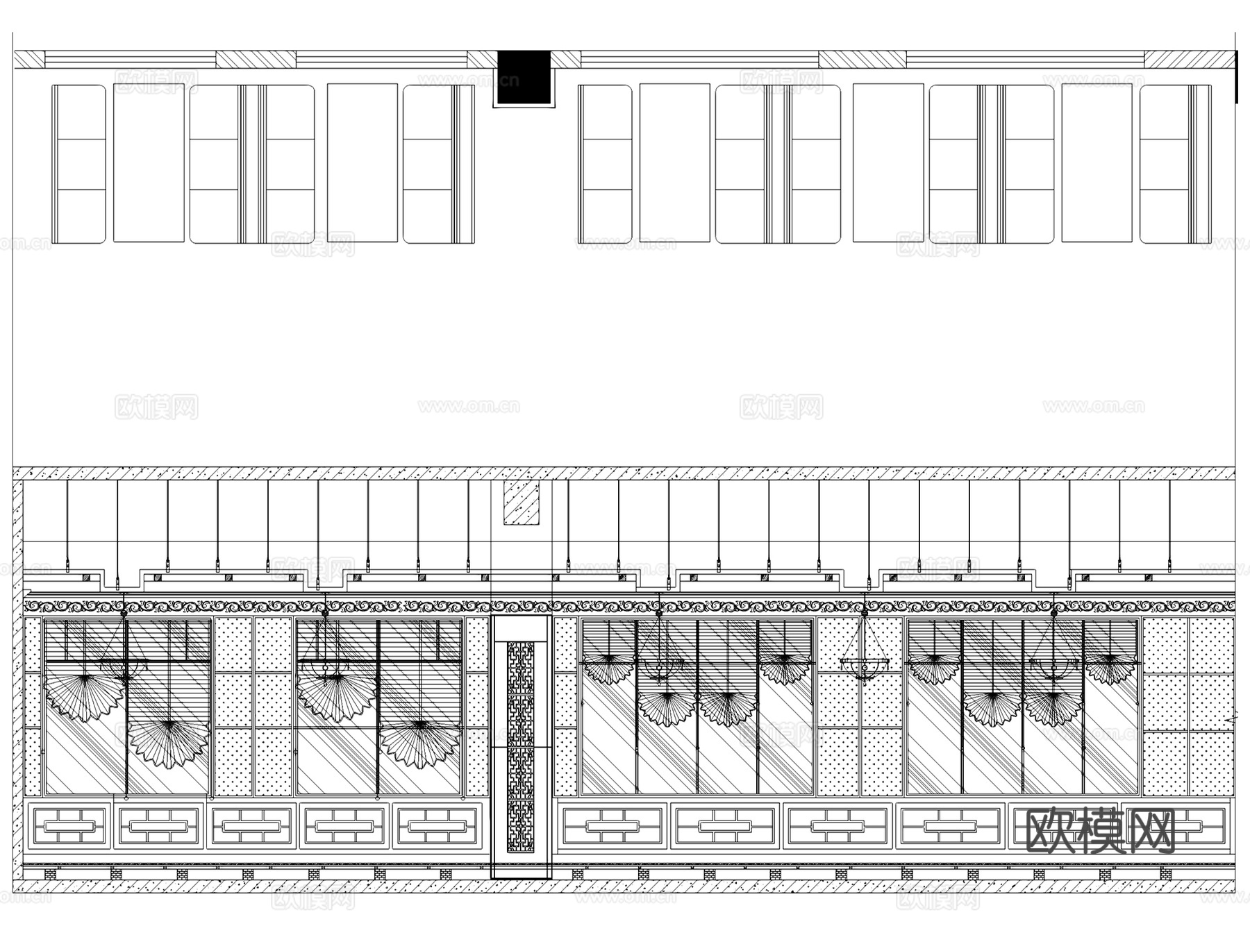 新中式中餐厅室内工装CAD施工图+3Dmax模型cad施工图