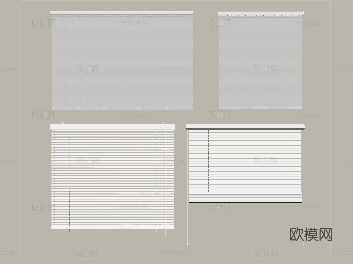 现代百叶帘 卷帘 窗帘su模型