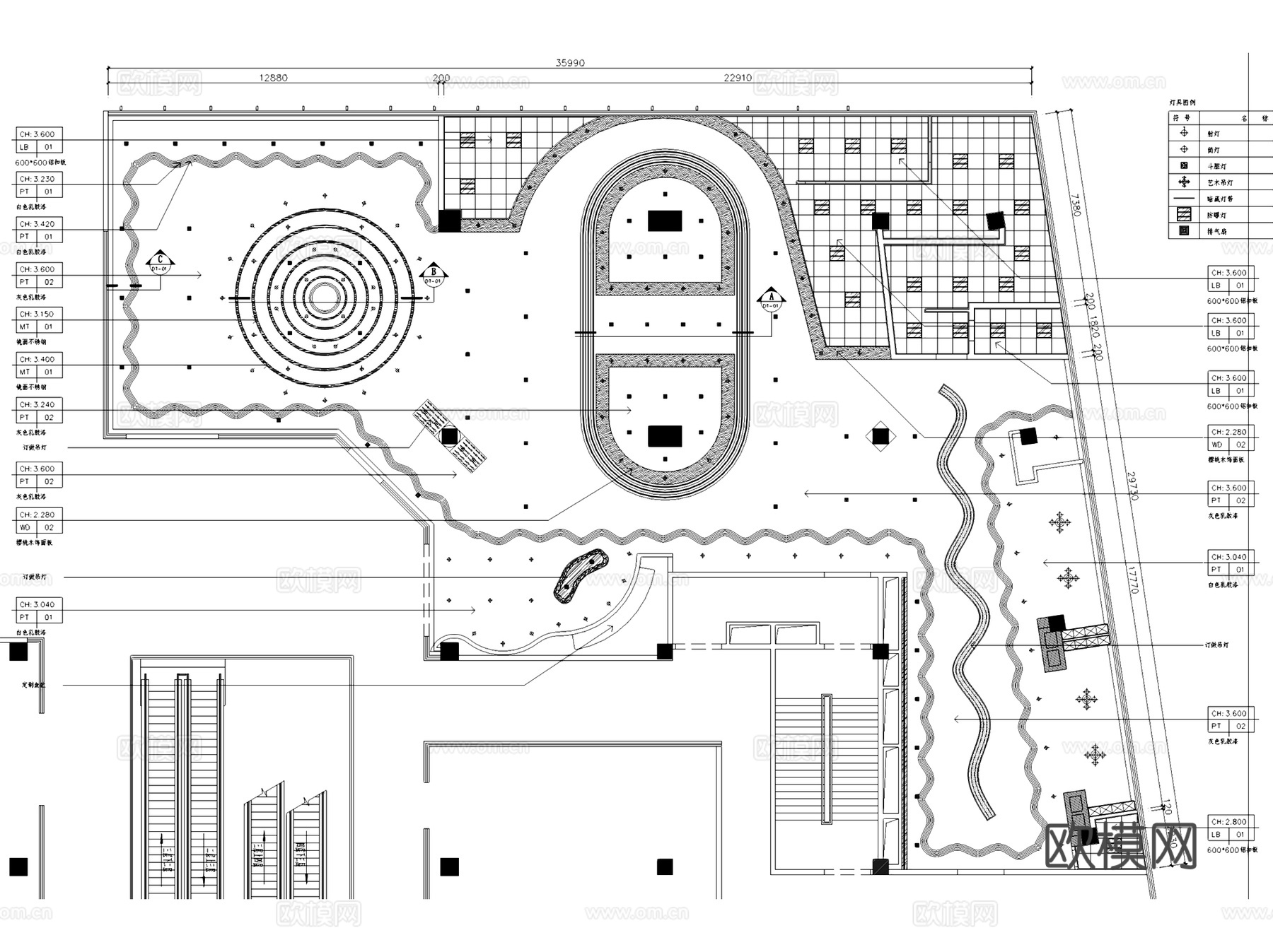 芜湖万达宋家弘鼎海鲜自助餐厅室内工装CAD施工图cad施工图