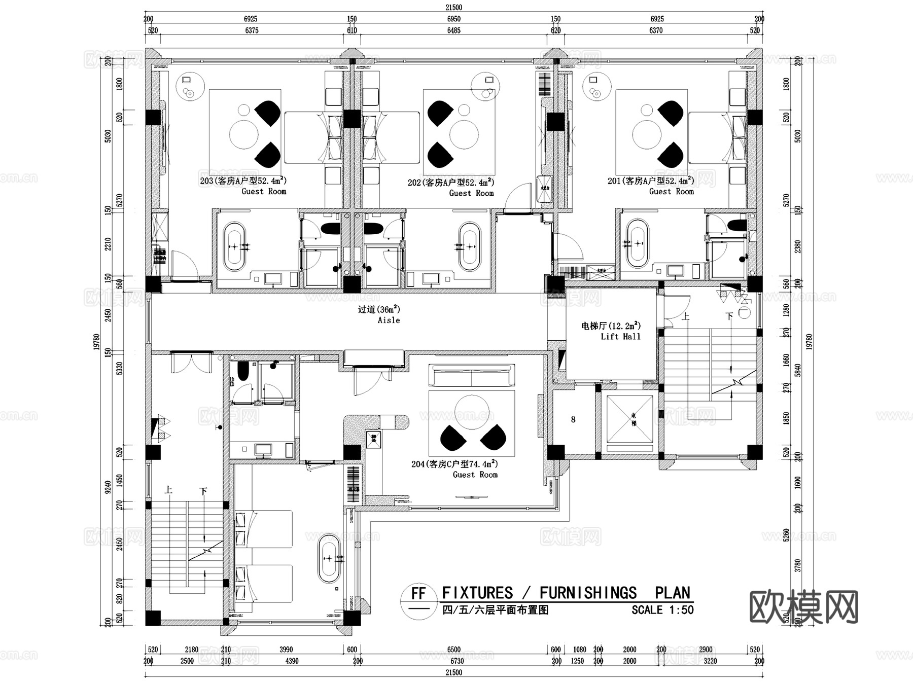 漳浦县前亭延源酒店A&amp;C栋室内工装CAD施工图整套cad施工图cad施工图