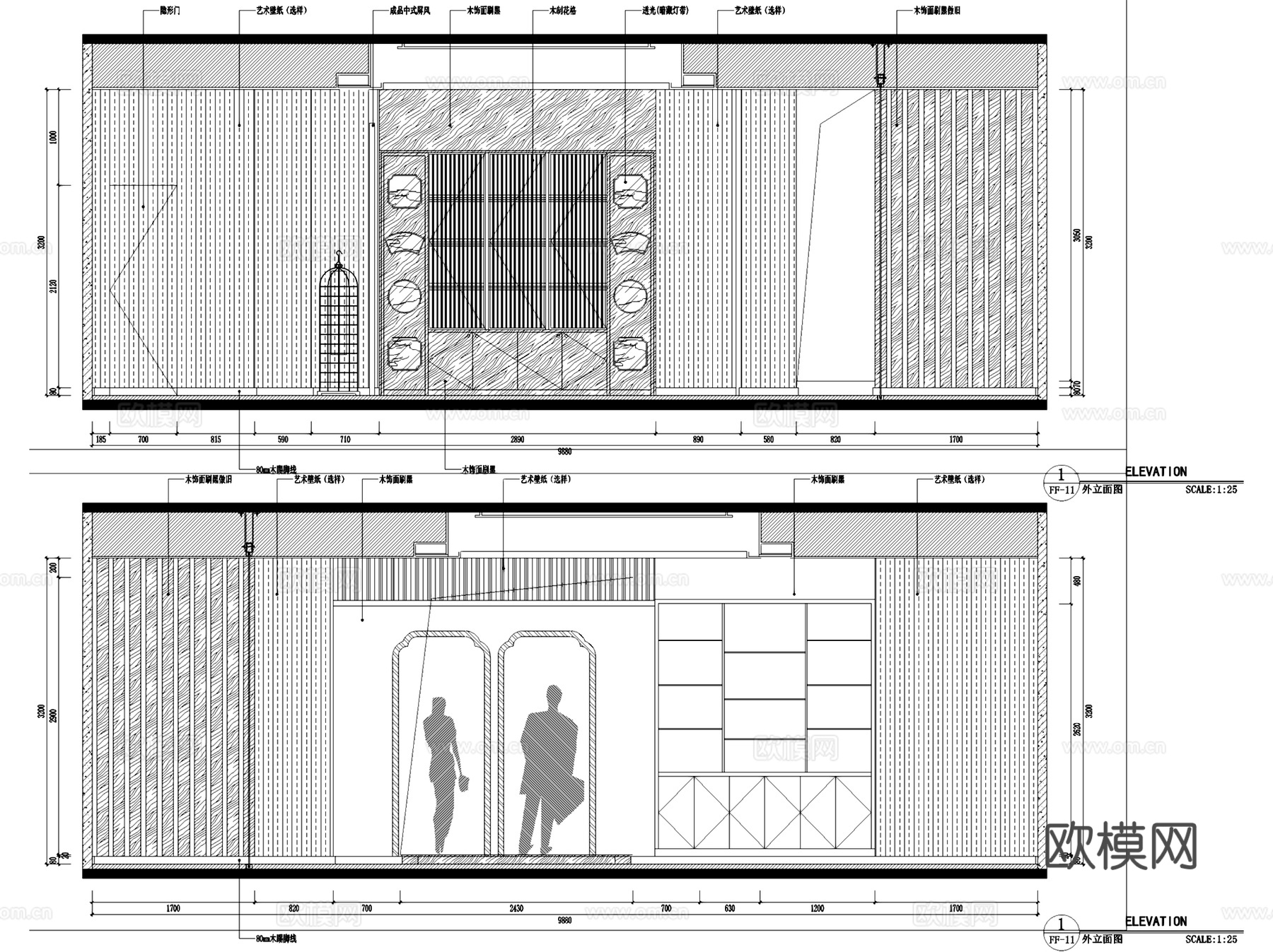中式唐荘天畝会所室内工装CAD施工图cad施工图