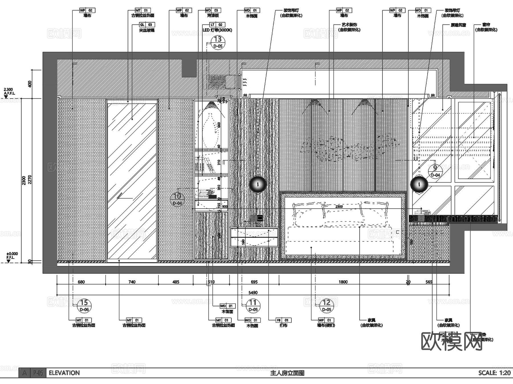 宝能贵州双龙科技城135㎡样板房室内家装CAD施工图整套cad施工图