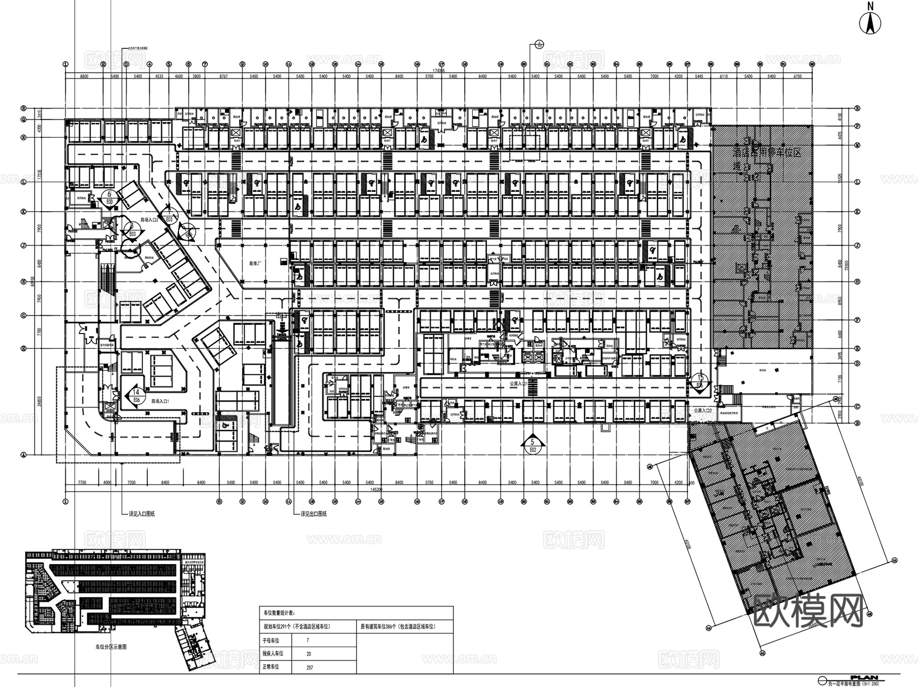 停车场地下车库停车楼建筑CAD施工图集 20套cad施工图